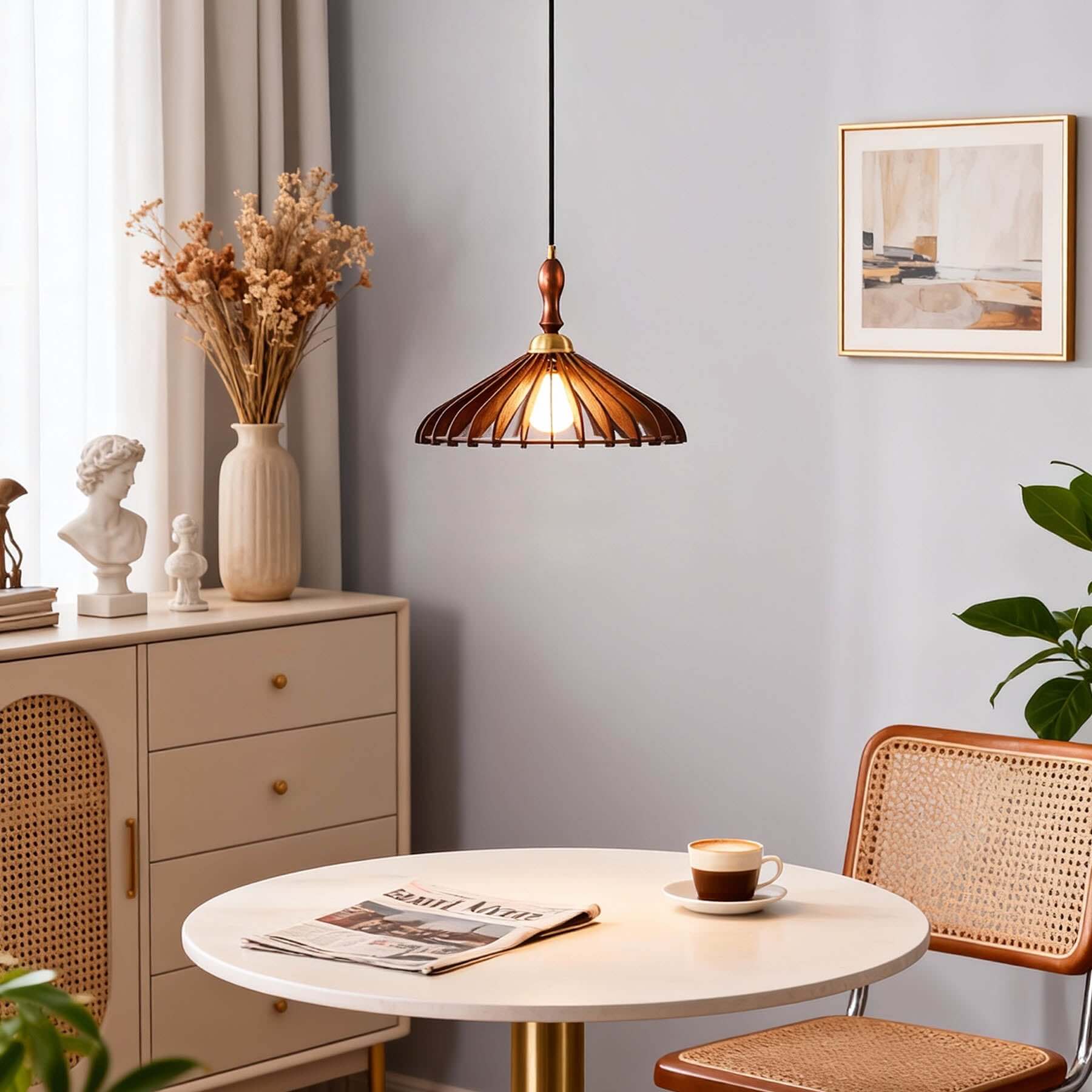 Qarelo Wood Pendant Light | Japanese Conical Island Lamp