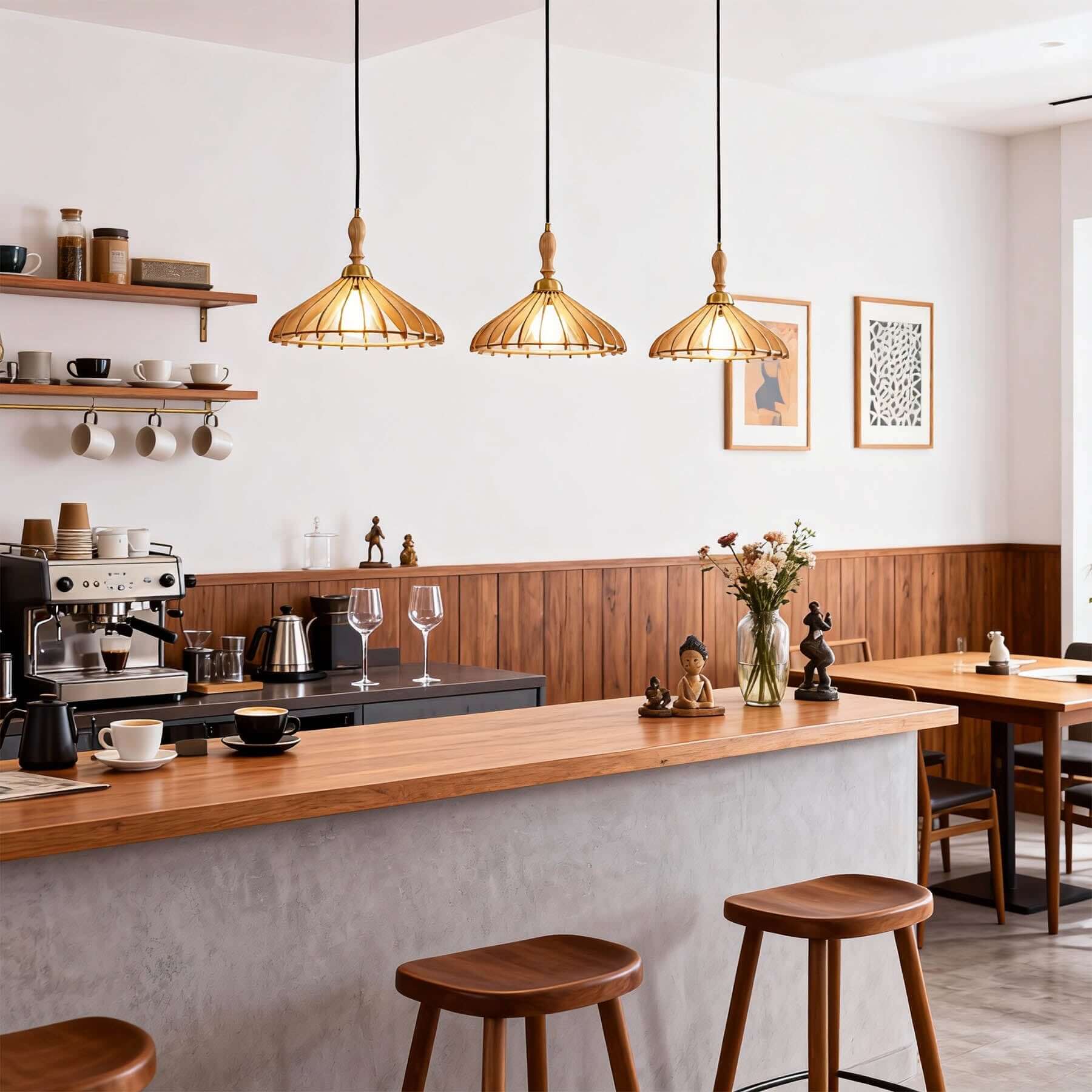 Qarelo Wood Pendant Light | Japanese Conical Island Lamp