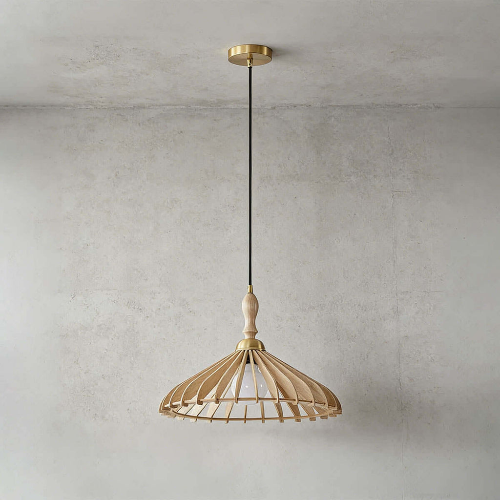 Qarelo Wood Pendant Light | Japanese Conical Island Lamp
