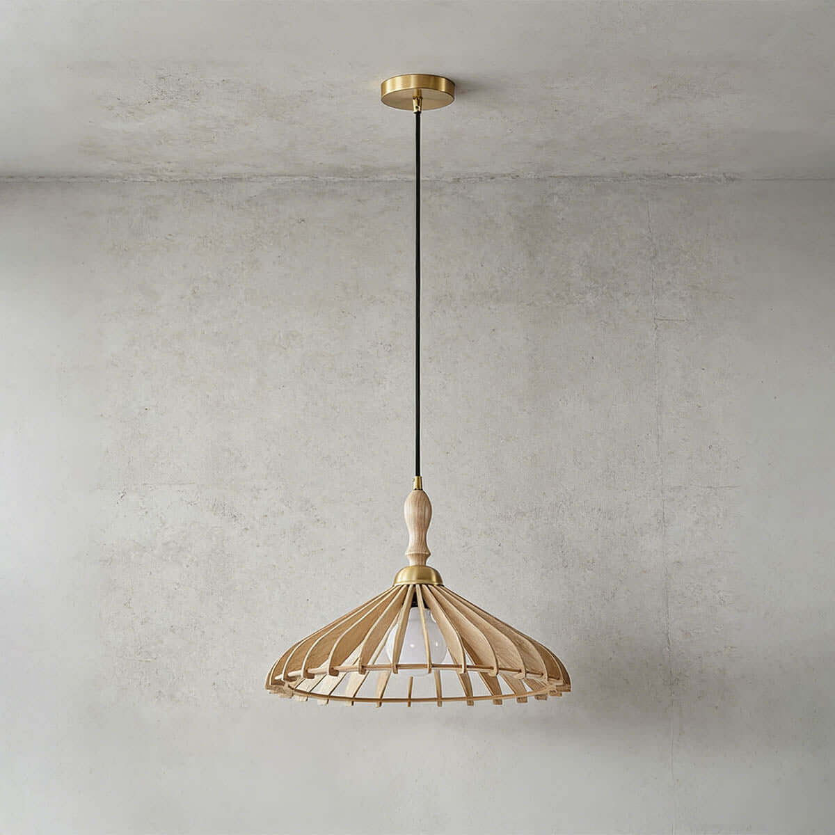 Qarelo Wood Pendant Light | Japanese Conical Island Lamp