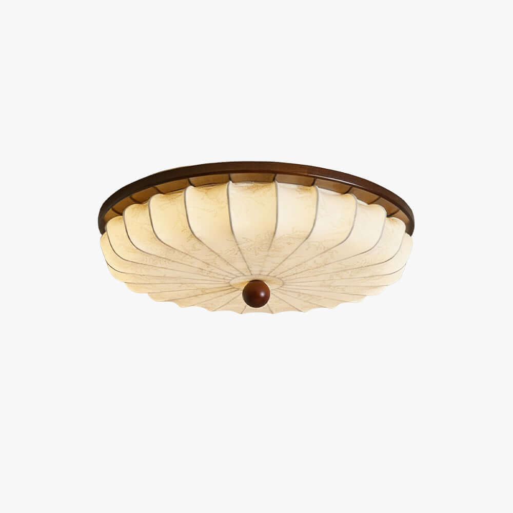 Ralemo Fabric & Wood Ceiling Light | Round Flush Mount 3-Size Lamp
