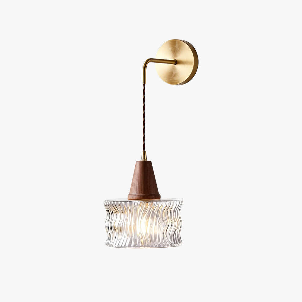 Ravico Glass & Wood Wall Light | Wabi-Sabi Bedside Sconce