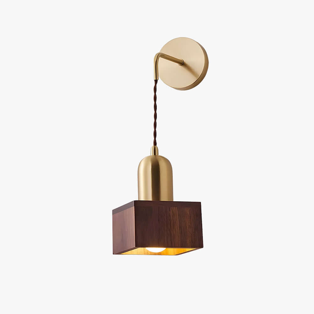 Revira Brass & Wood Wall Light | Slim Bedside Accent Sconce