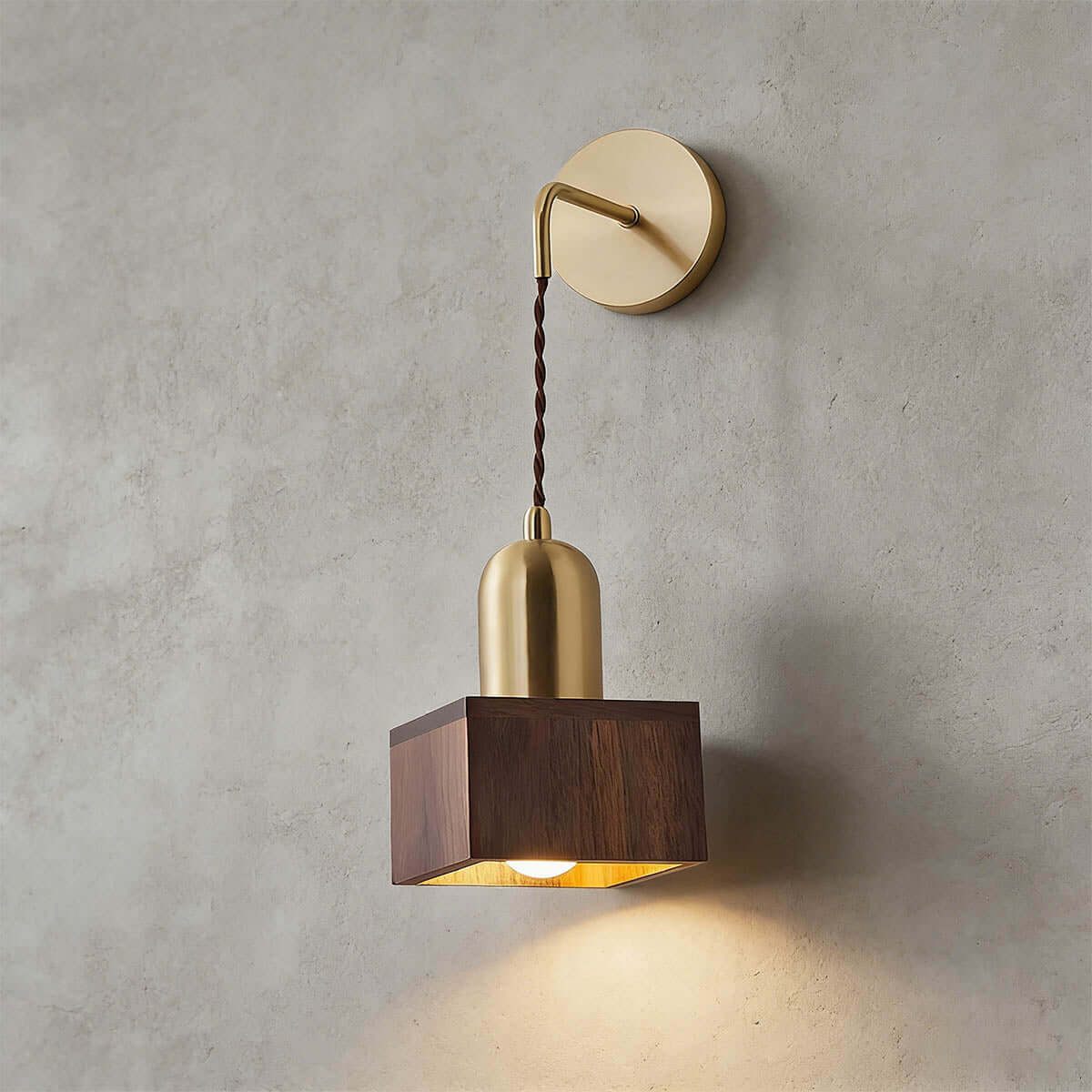Revira Brass & Wood Wall Light | Slim Bedside Accent Sconce
