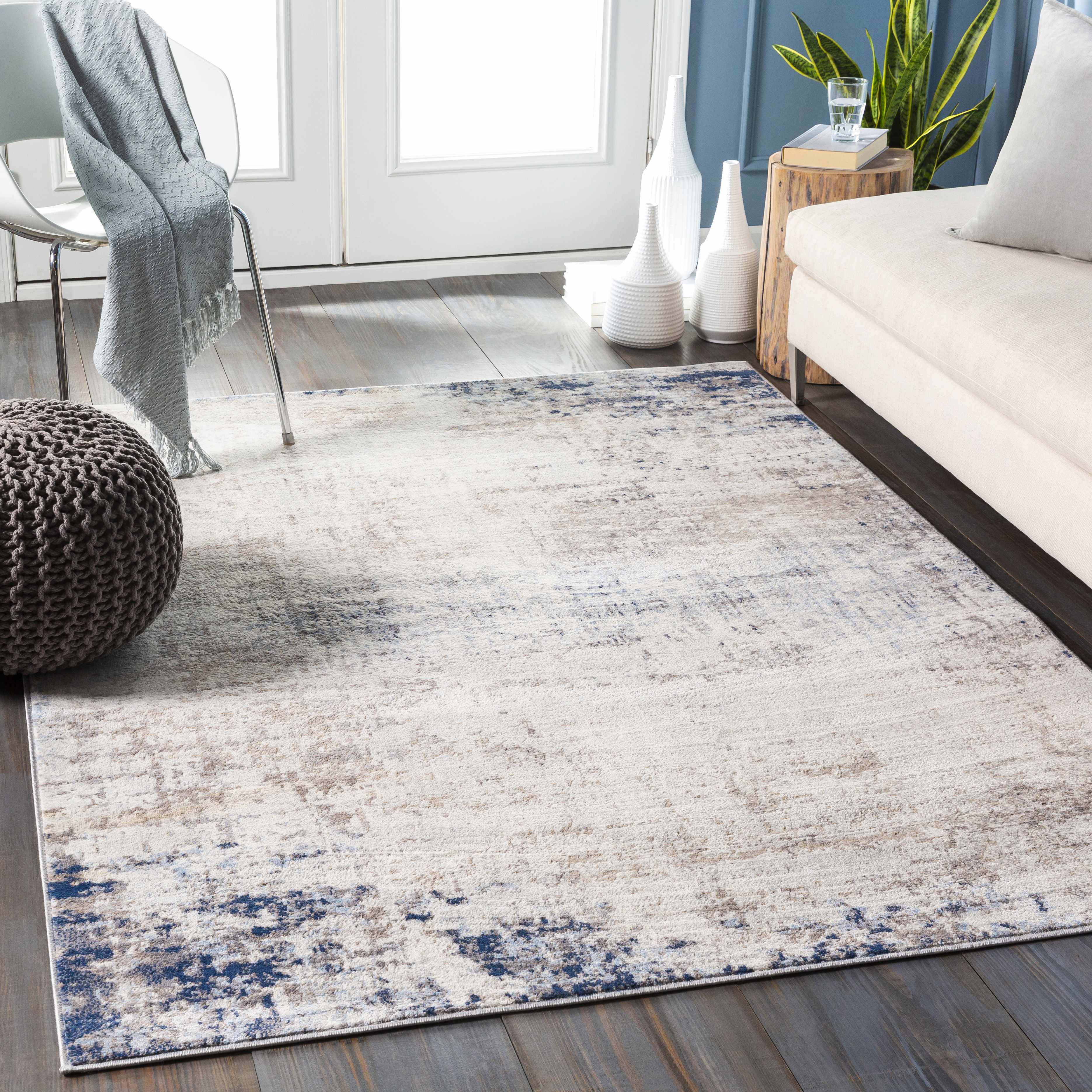 Alcove Abstract Area Rug | Neutral & Blue Tones