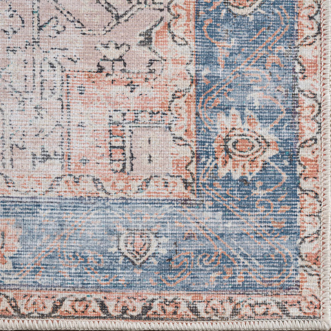 Rosman Distressed Washable Area Rug | Vintage Bohemian Rug – Boutique Rugs