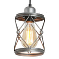 Rustic Silver Metal Pendant Hanging Lights Kitchen with Adjustable LED Lamp
