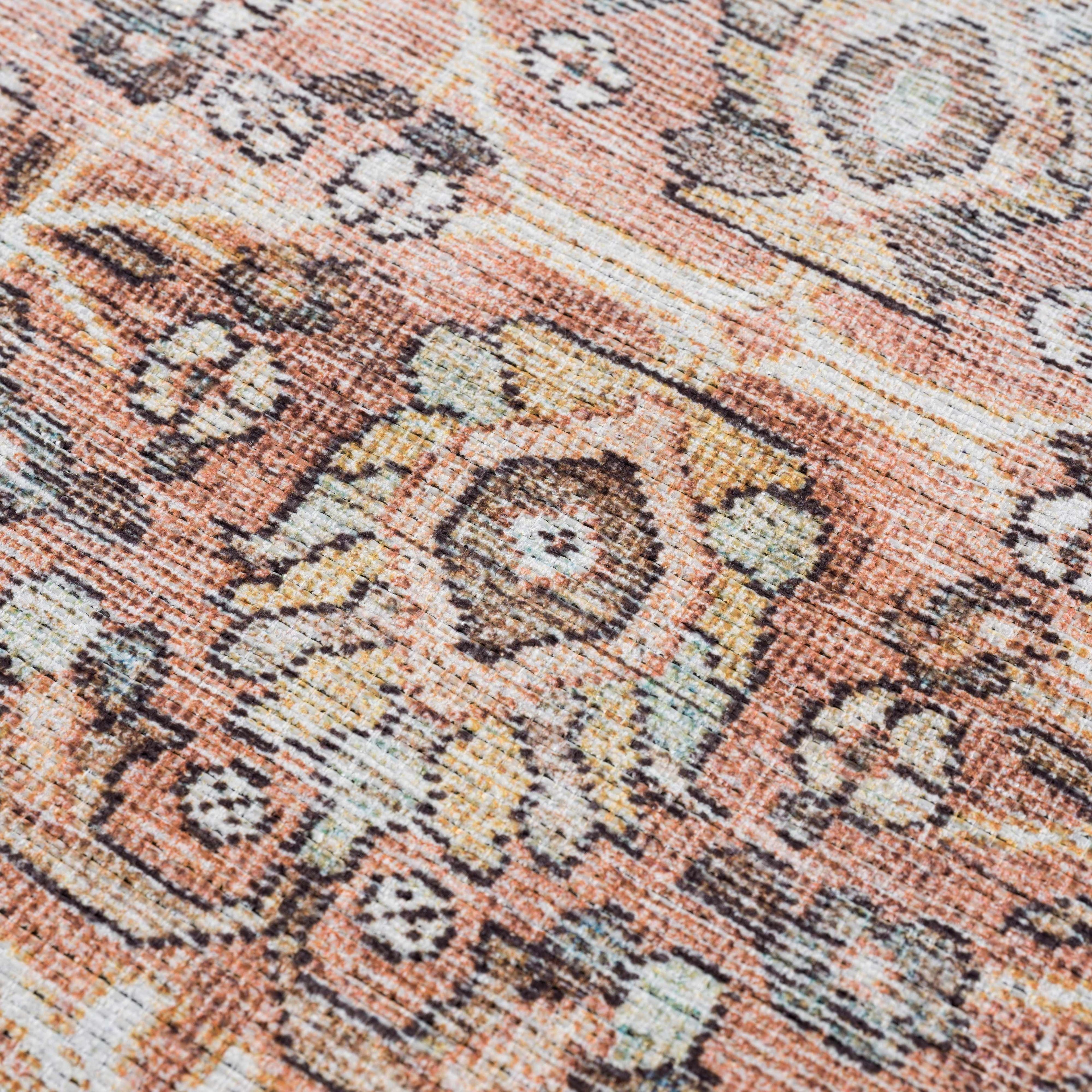 Bian Pink Distressed Washable Area Rug | Durable Everyday Design – Hauteloom