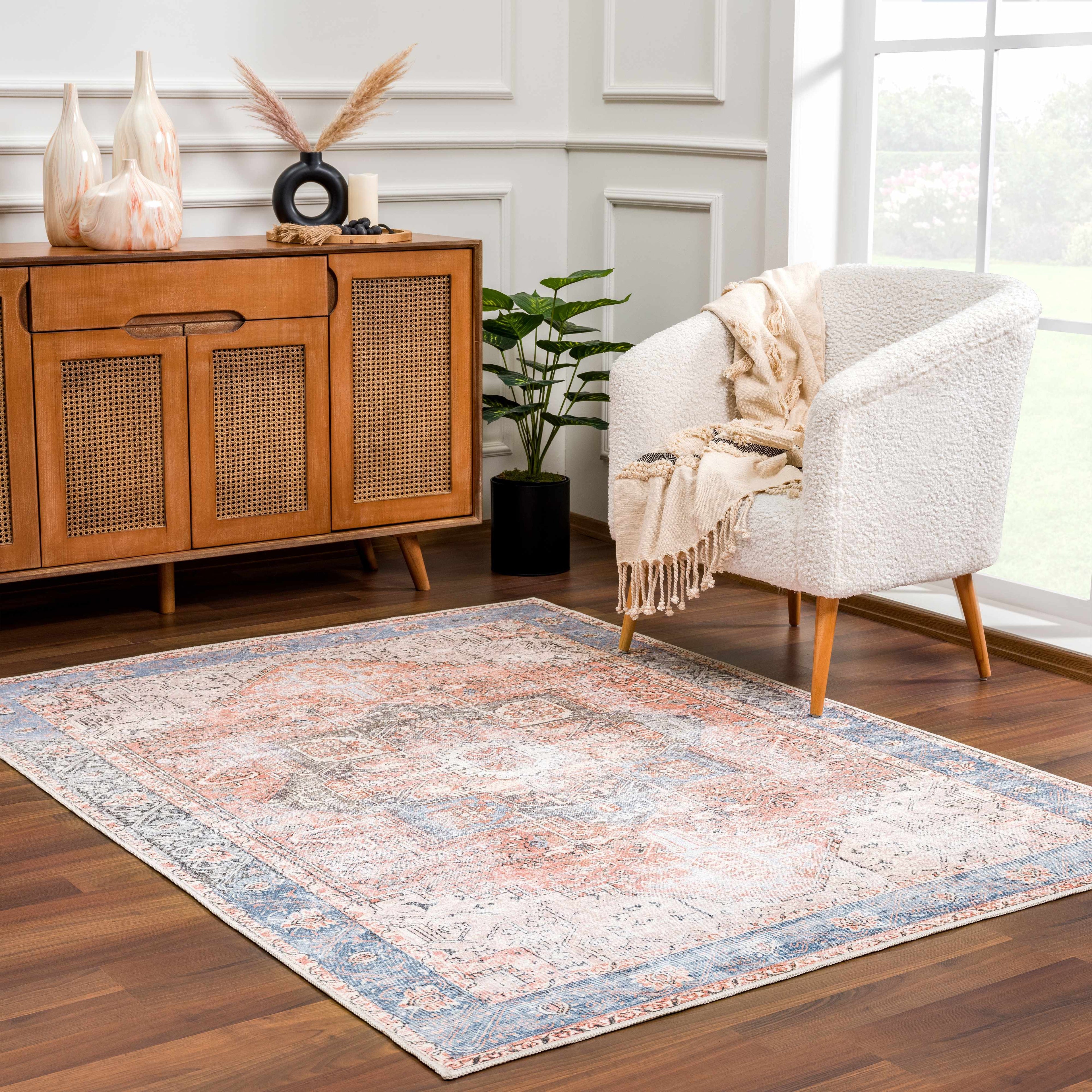 Rosman Distressed Washable Area Rug | Vintage Bohemian Rug – Boutique Rugs