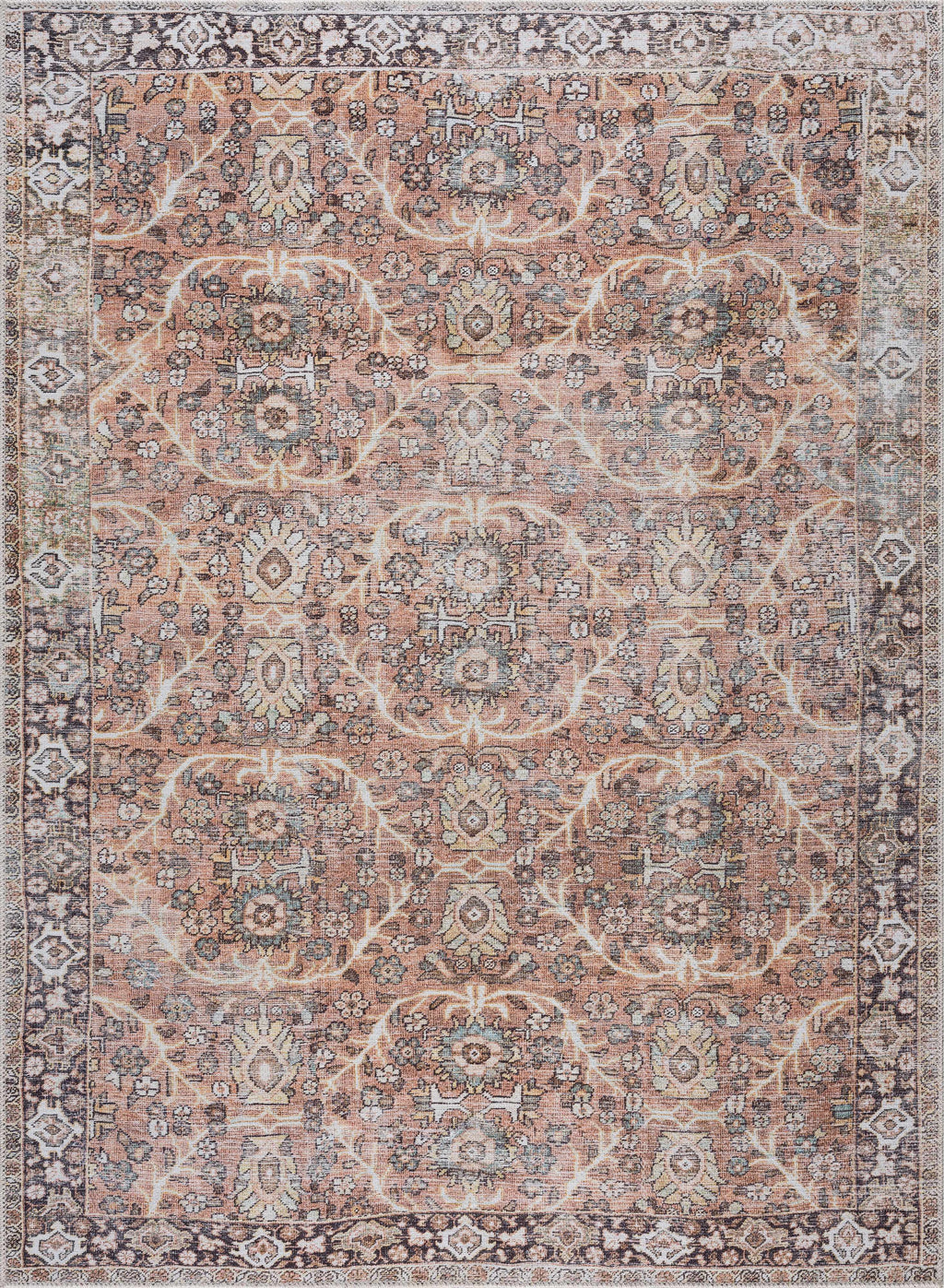 Bian Pink Distressed Washable Area Rug | Durable Everyday Design – Hauteloom