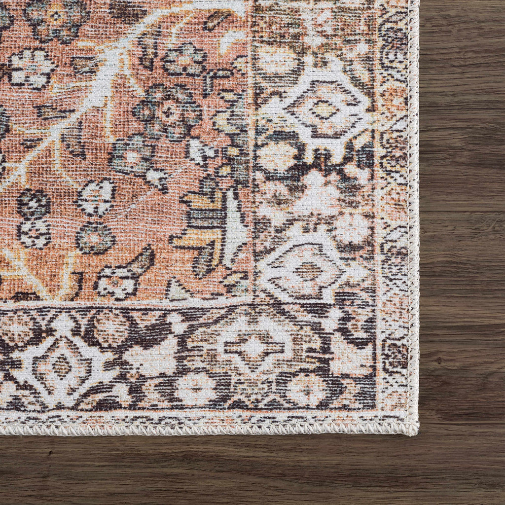 Bian Pink Distressed Washable Area Rug | Durable Everyday Design – Hauteloom