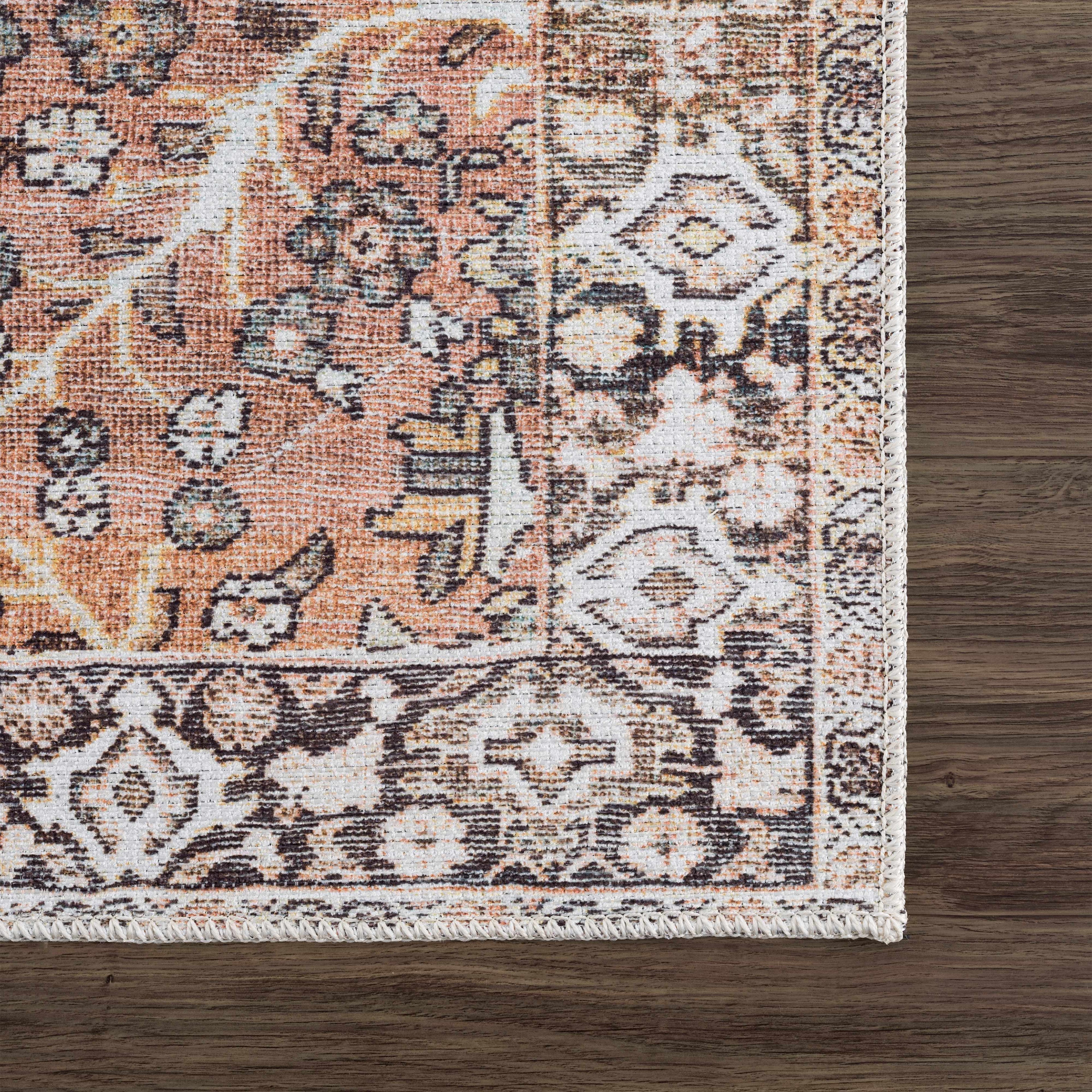 Bian Pink Distressed Washable Area Rug | Durable Everyday Design – Hauteloom