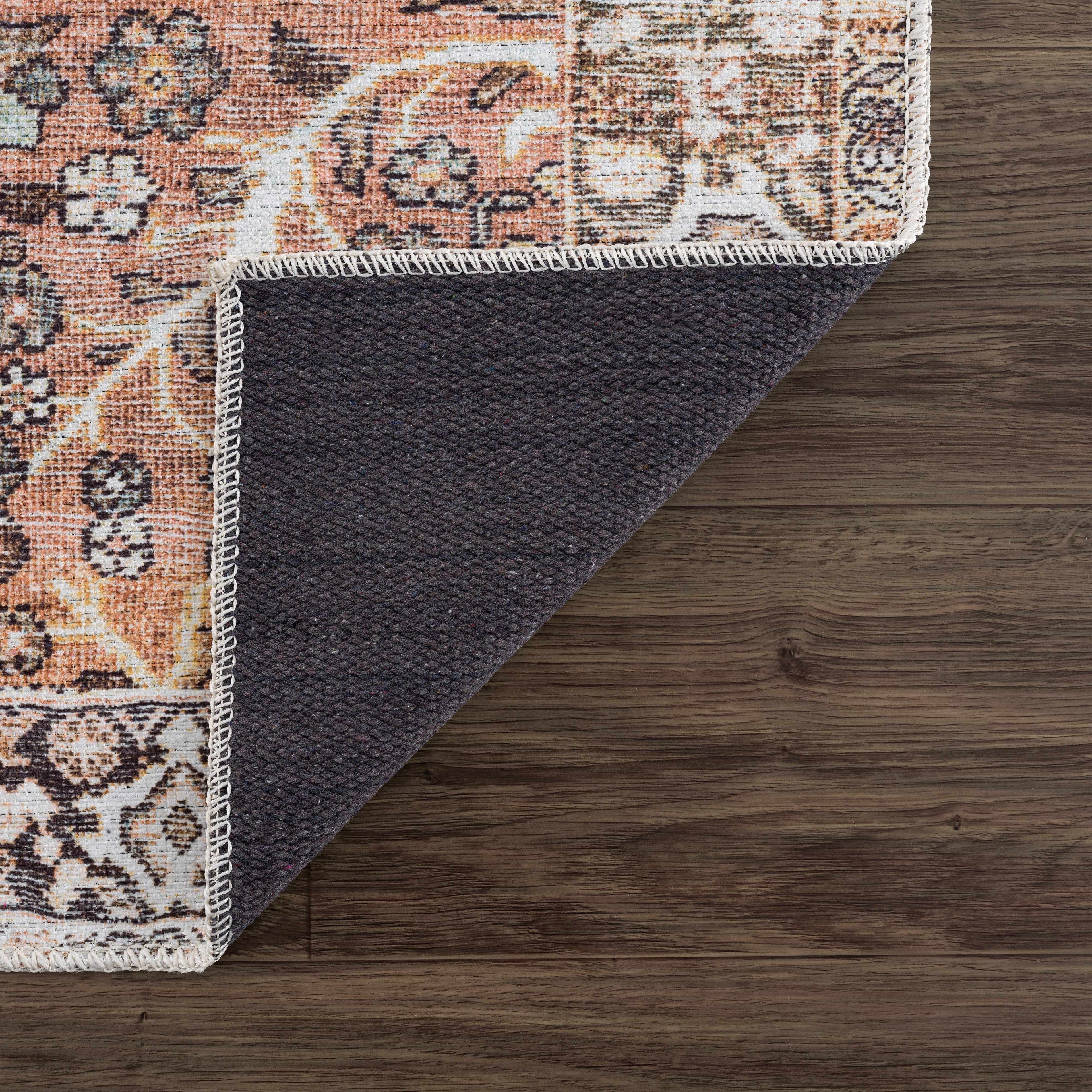 Bian Pink Distressed Washable Area Rug | Durable Everyday Design – Hauteloom