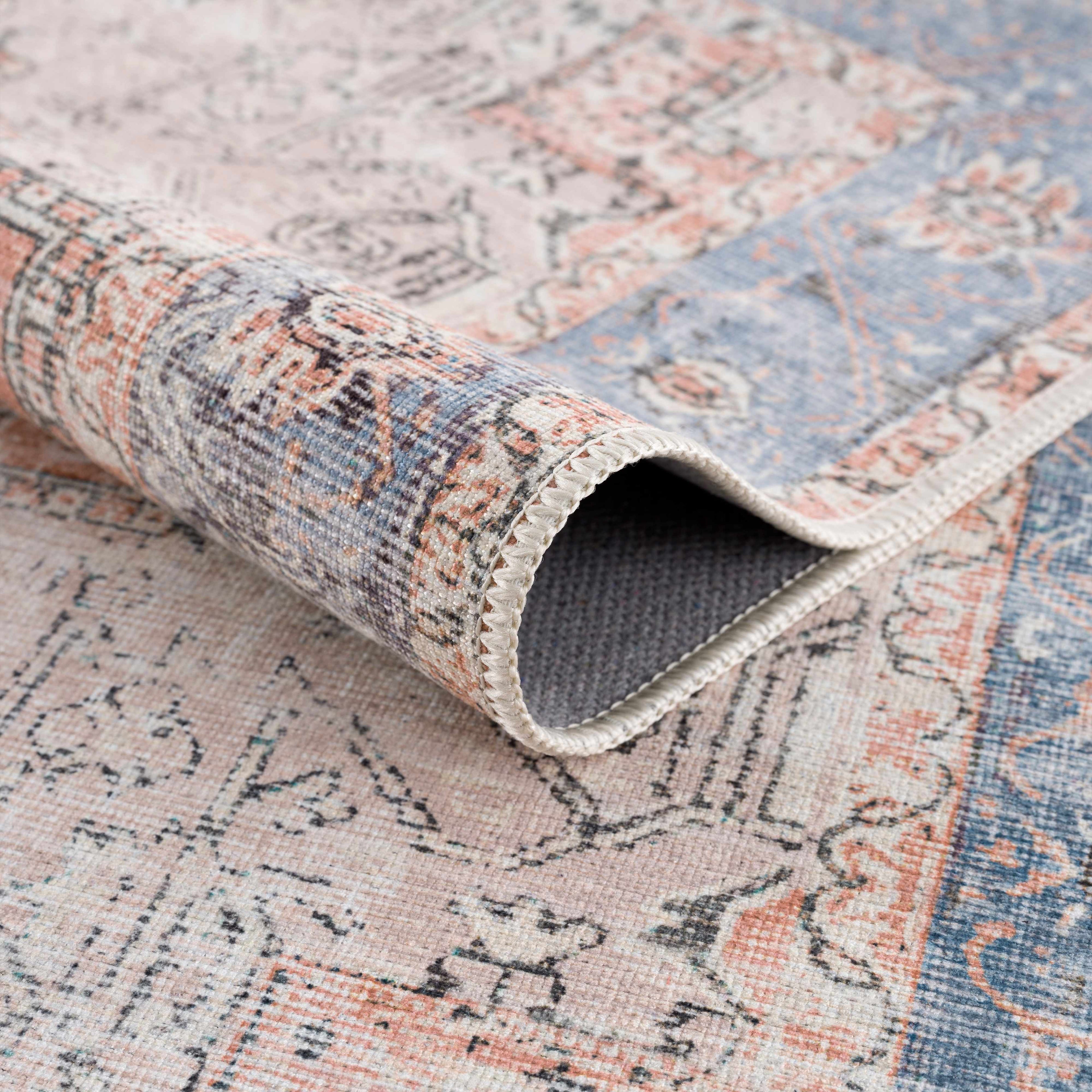 Rosman Distressed Washable Area Rug | Vintage Bohemian Rug – Boutique Rugs