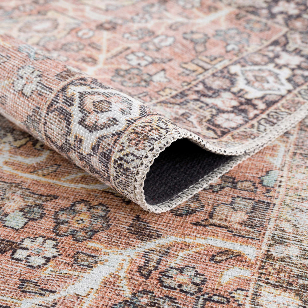 Bian Pink Distressed Washable Area Rug | Durable Everyday Design – Hauteloom