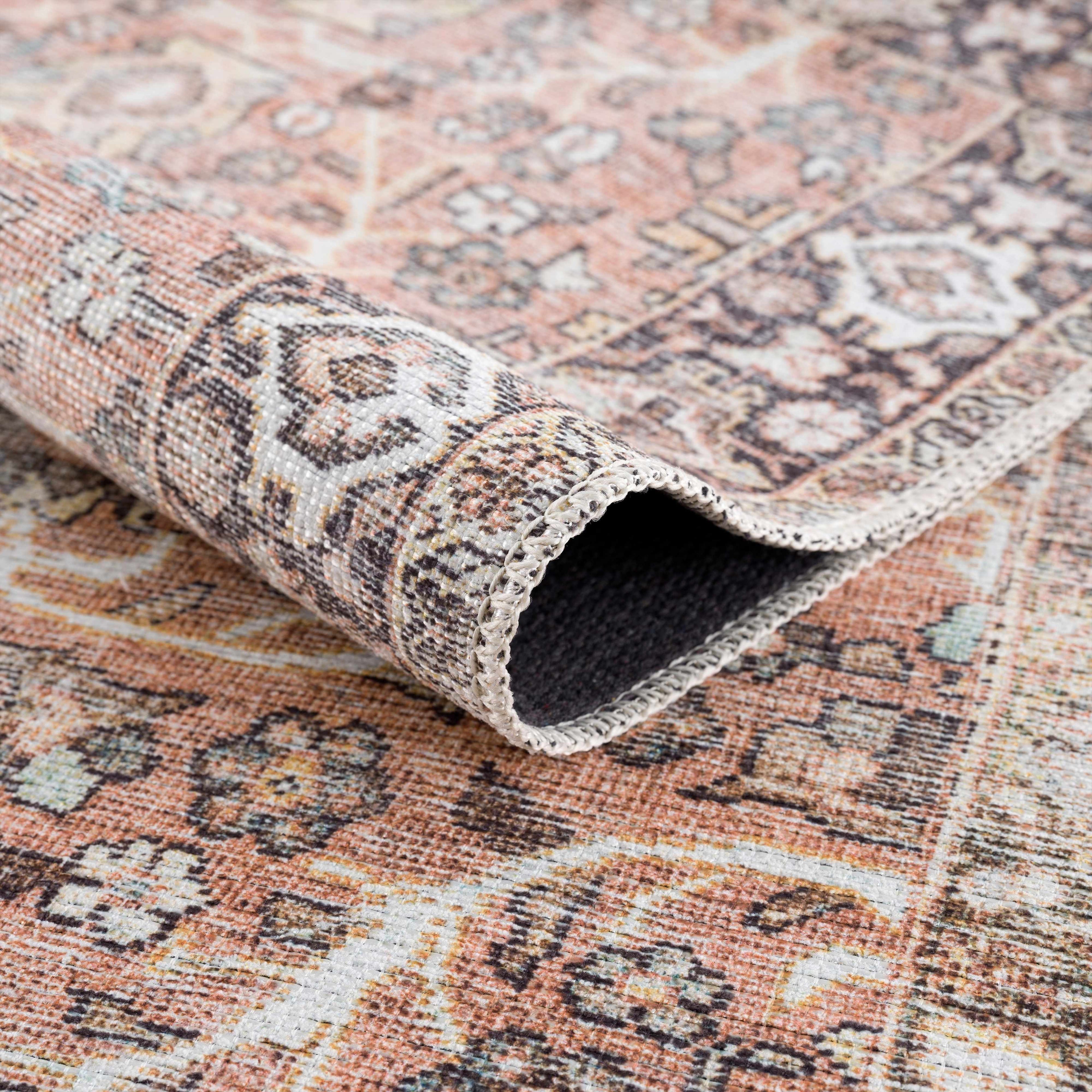 Bian Pink Distressed Washable Area Rug | Durable Everyday Design – Hauteloom