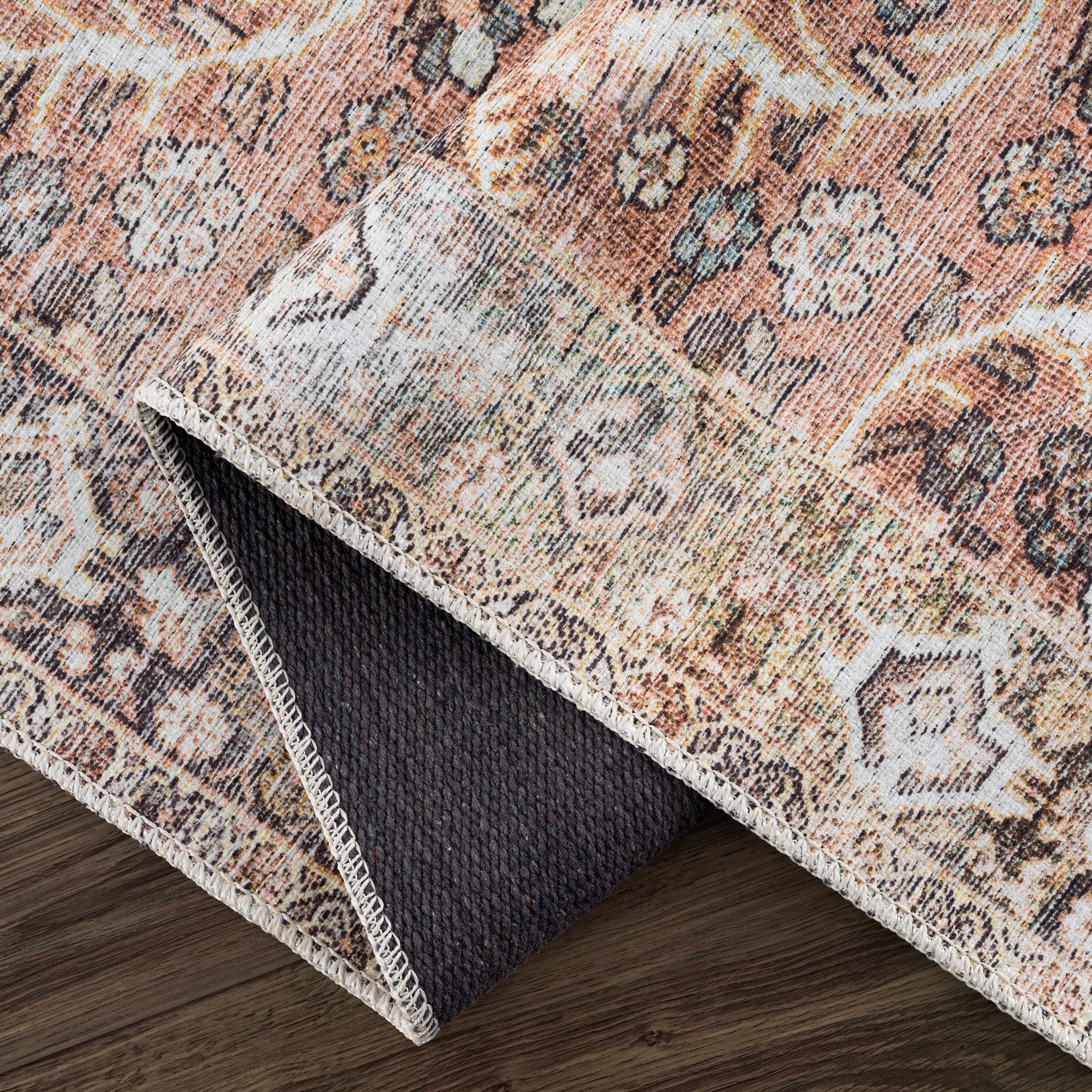 Bian Pink Distressed Washable Area Rug | Durable Everyday Design – Hauteloom