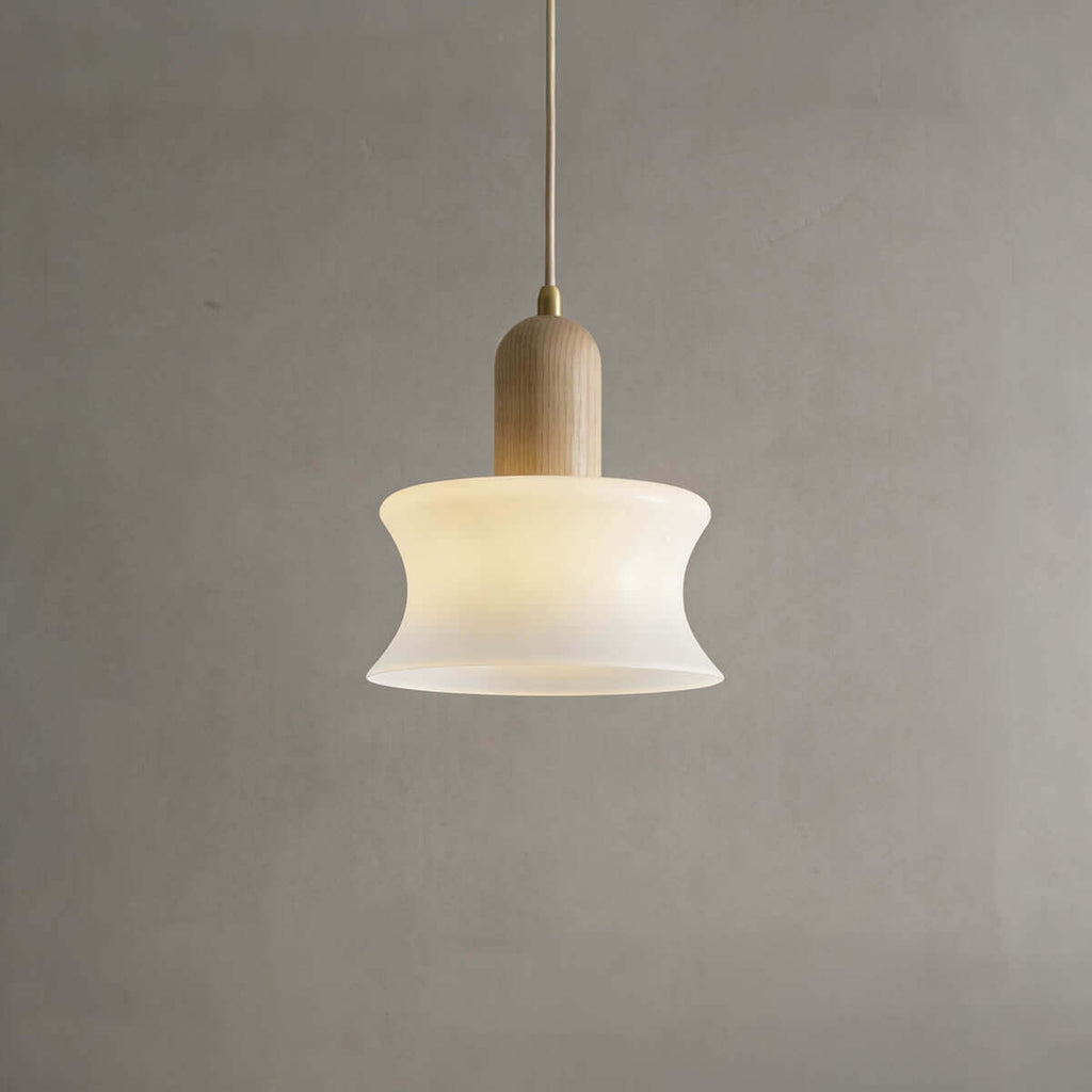 Seliro Glass & Wood Pendant Lamp | Wabi-Sabi Foyer Hanging Light
