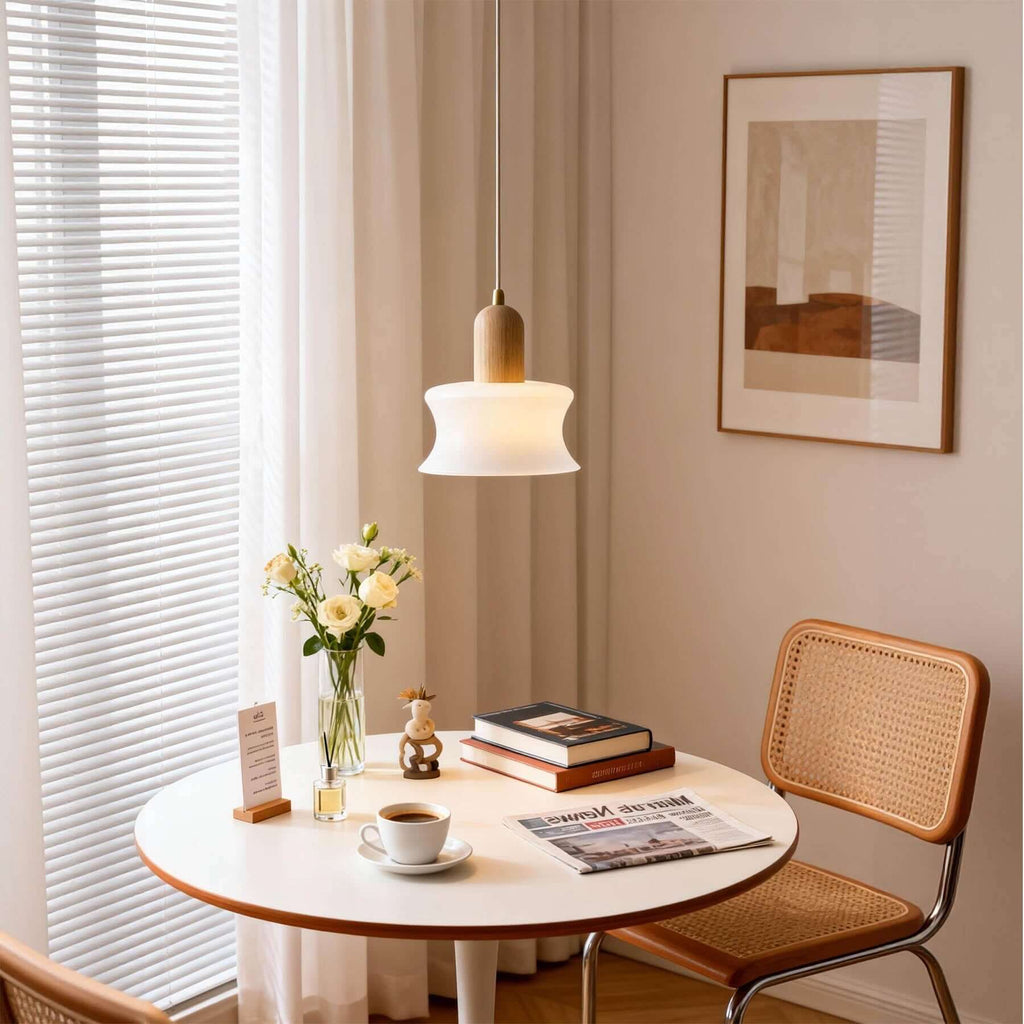 Seliro Glass & Wood Pendant Lamp | Wabi-Sabi Foyer Hanging Light