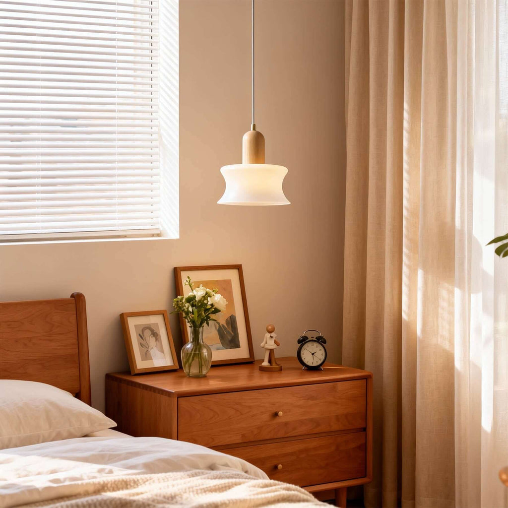 Seliro Glass & Wood Pendant Lamp | Wabi-Sabi Foyer Hanging Light