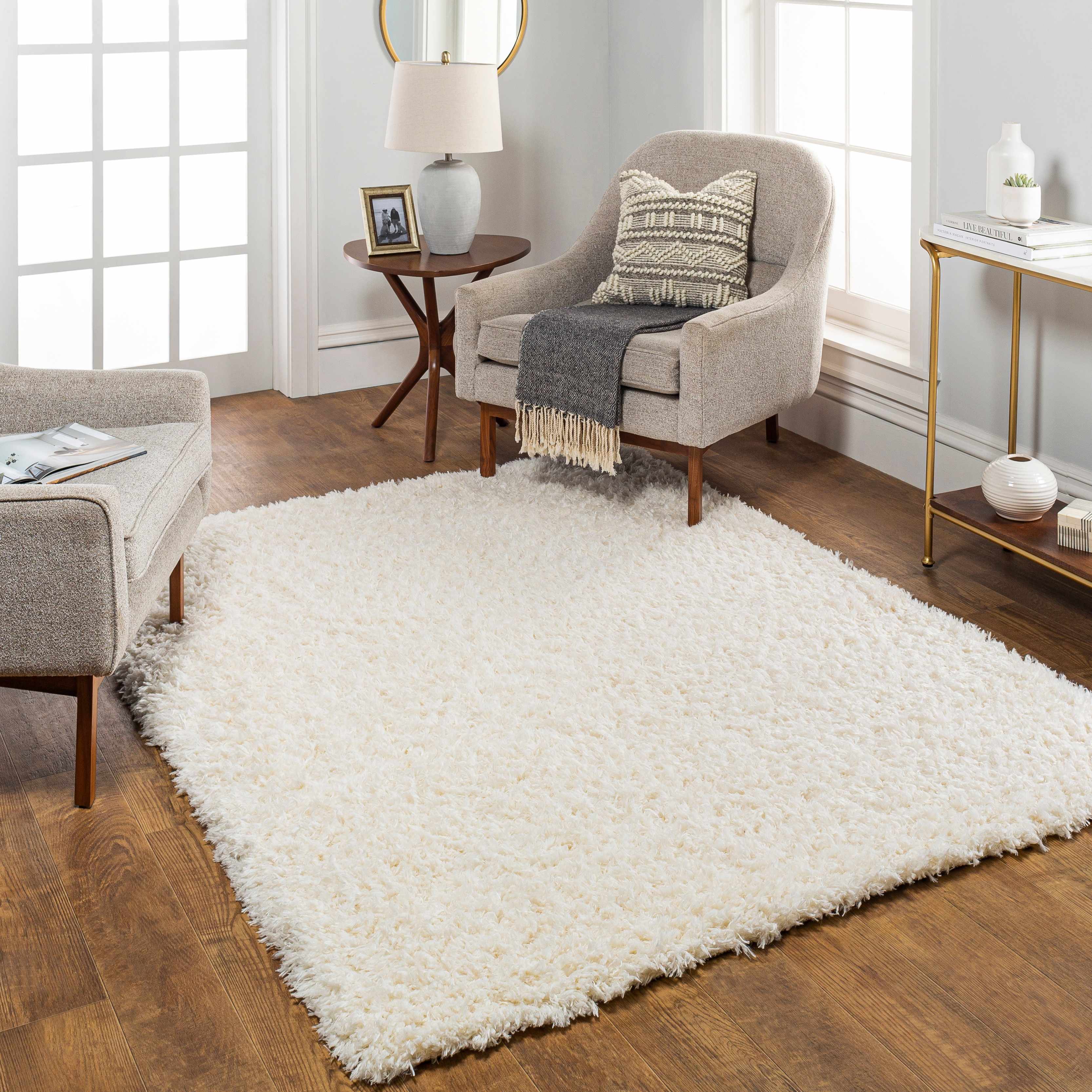 Siari Solid Cream Plush Rug | Ultra-Soft Deep Pile Area Rug – Boutique Rugs