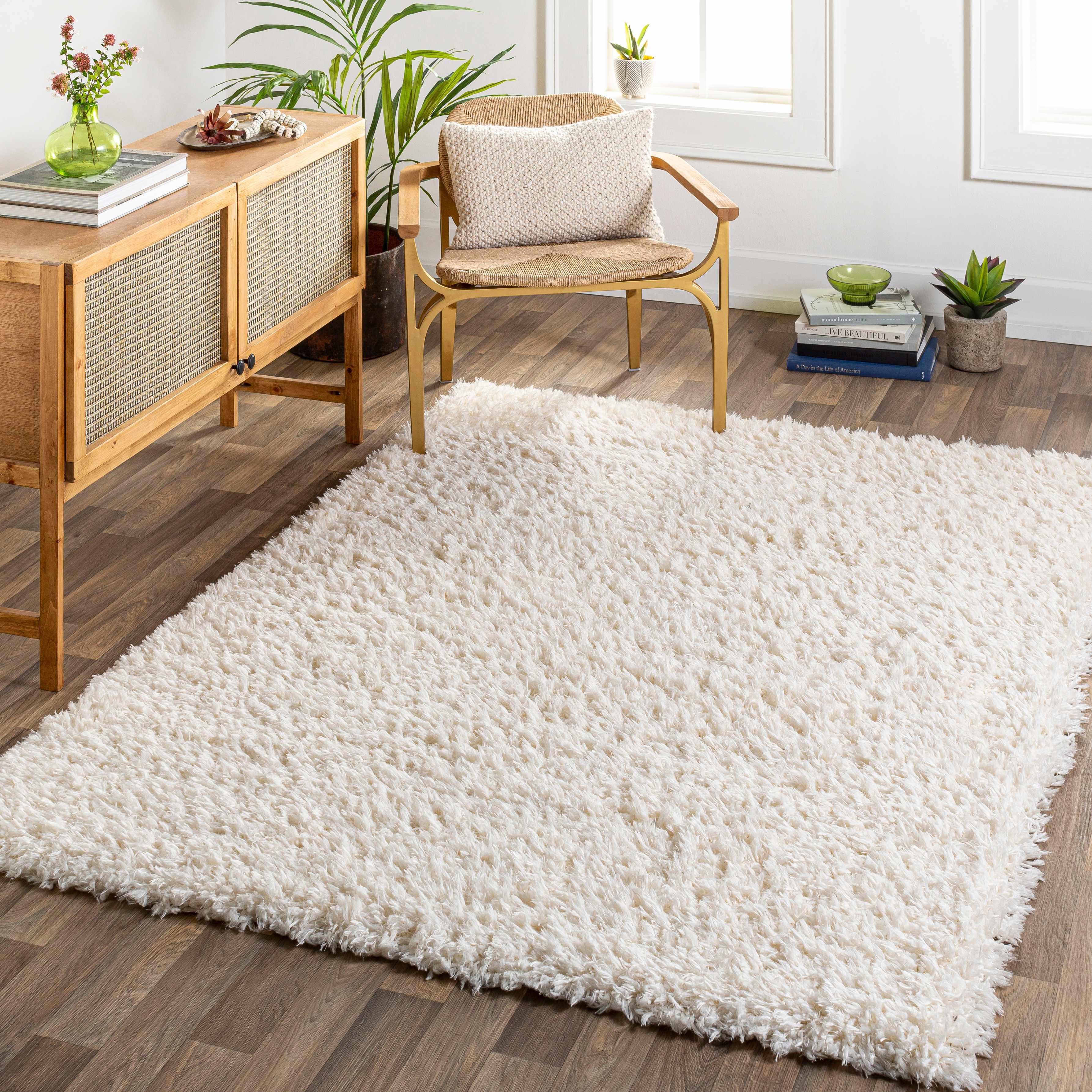 Siari Solid Cream Plush Rug | Ultra-Soft Deep Pile Area Rug – Boutique Rugs