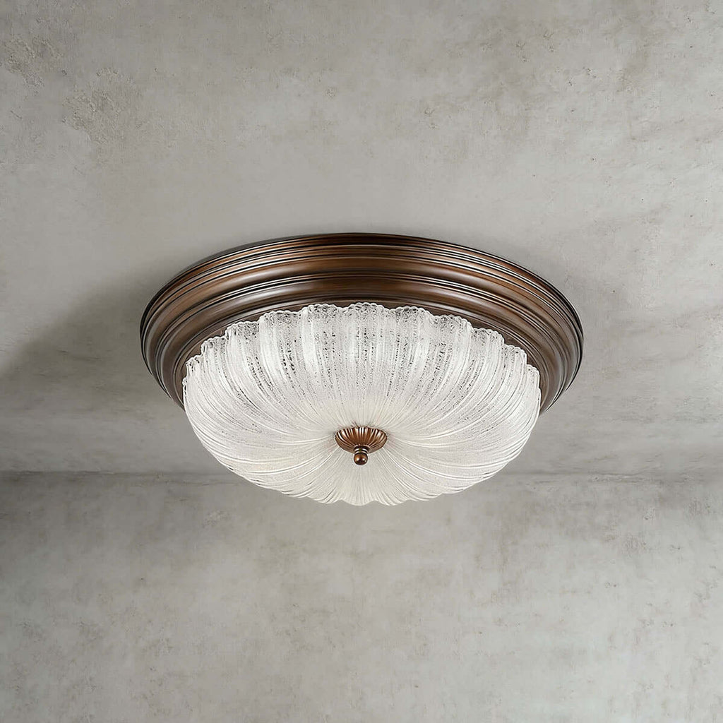 Soreva Metal & Glass Ceiling Light | Round Flush Mount 3-Size LED
