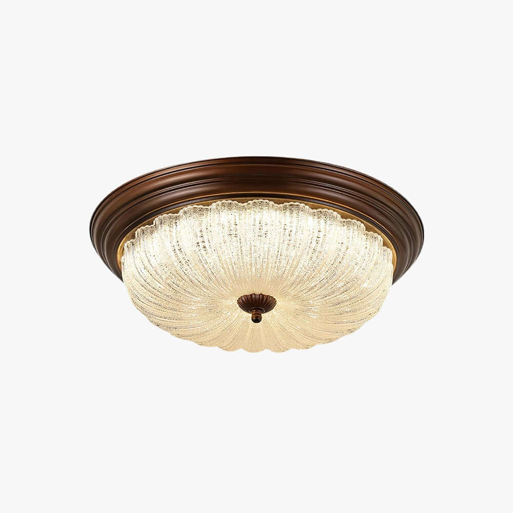Soreva Metal & Glass Ceiling Light | Round Flush Mount 3-Size LED