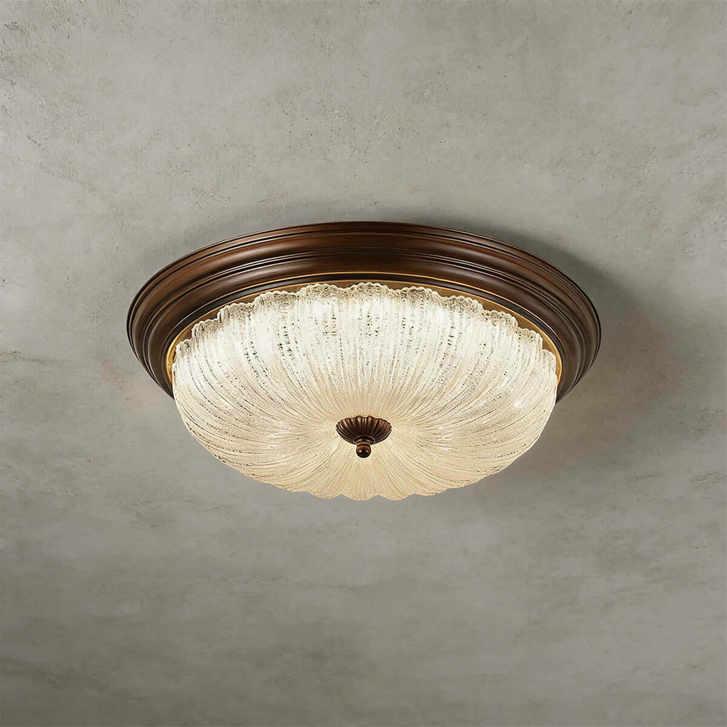 Soreva Metal & Glass Ceiling Light | Round Flush Mount 3-Size LED