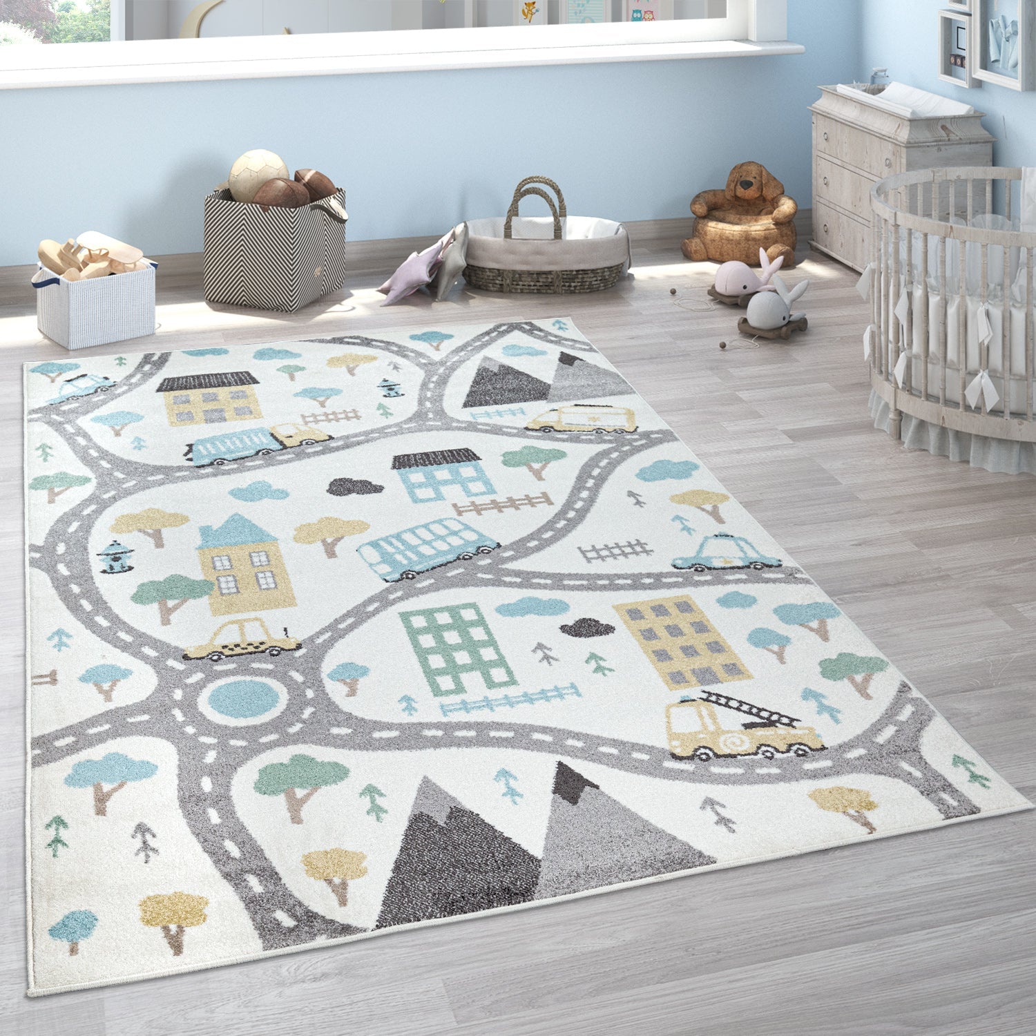 Town Streets and Cars Rug