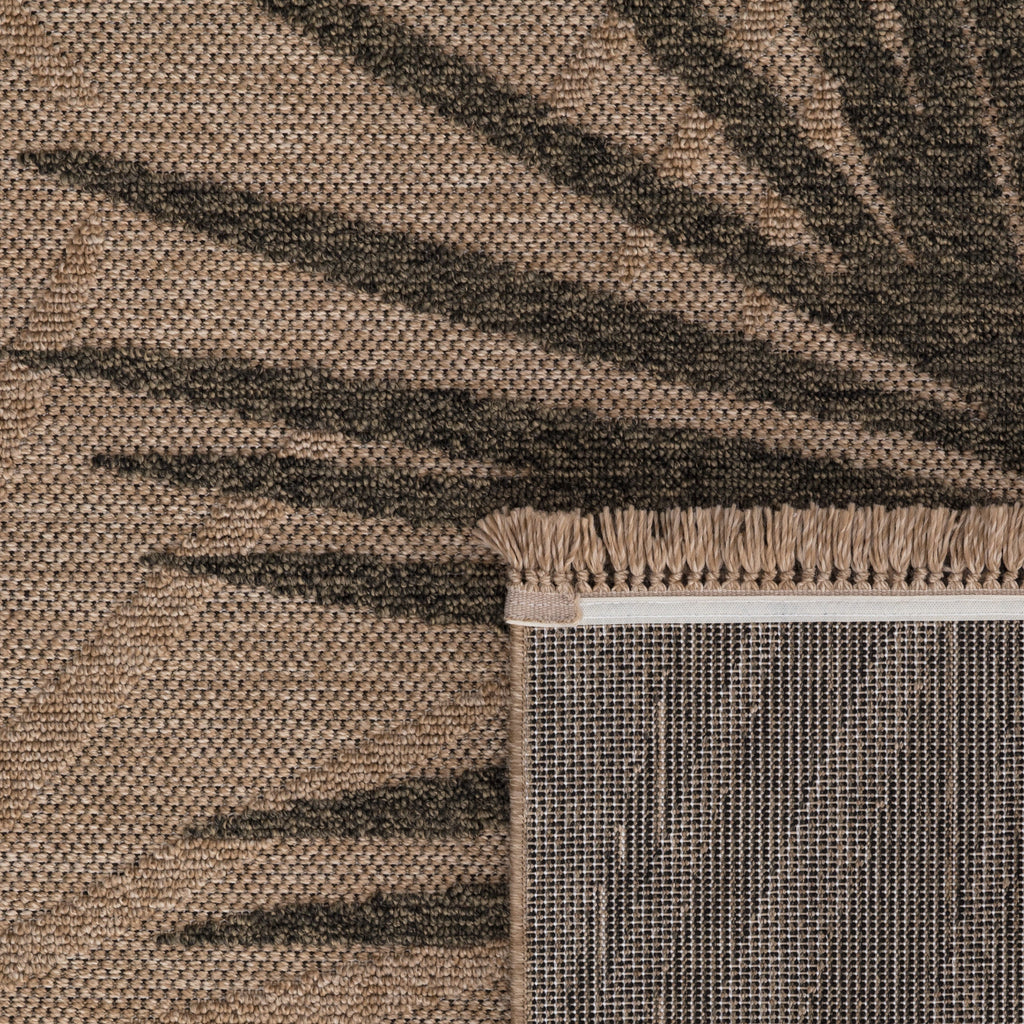 Outdoor Rug Cologne with Modern Leaf Design in Beige