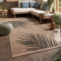 Outdoor Rug Cologne with Modern Leaf Design in Beige