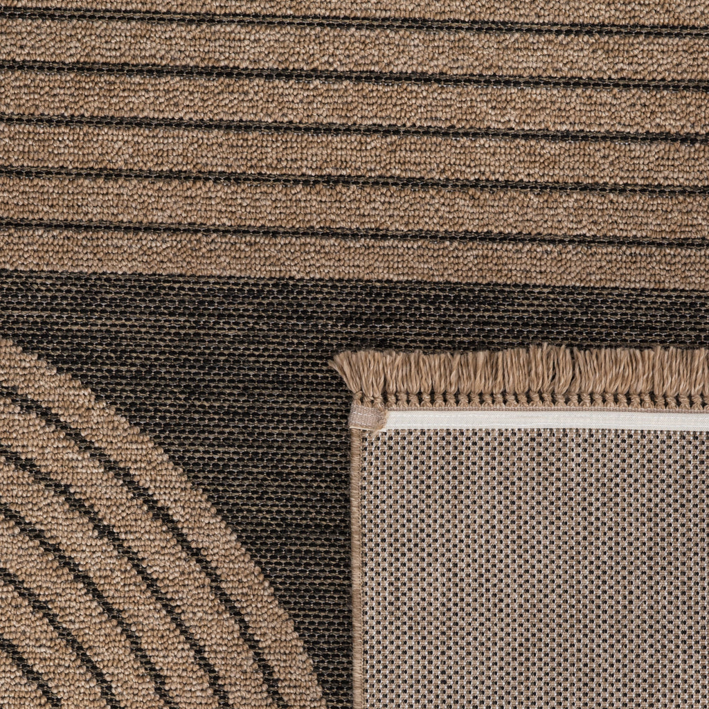 Outdoor Rug Cologne with Modern Lines Design in Beige Black