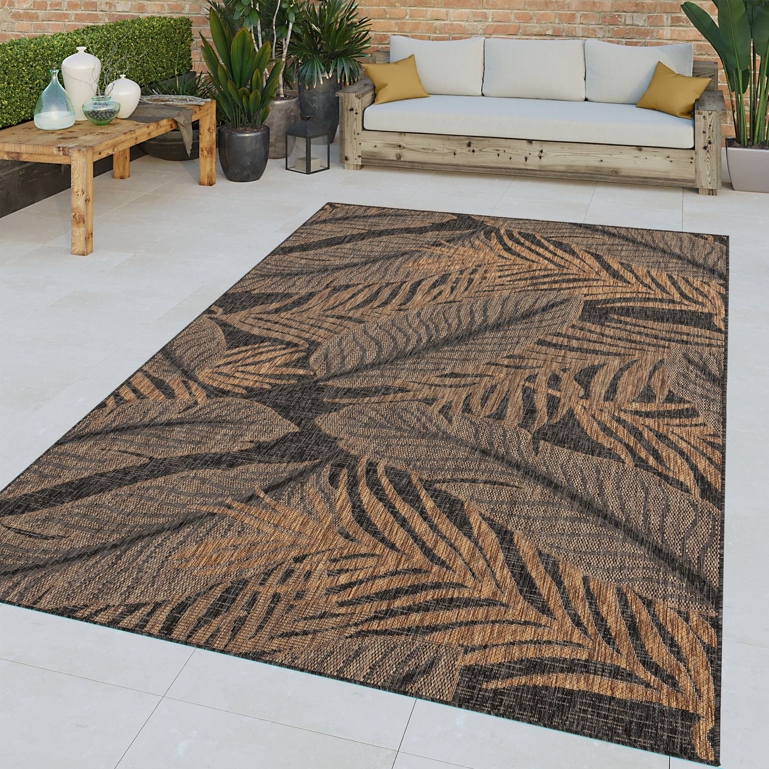 Outdoor Rug Captera with Leaves Design