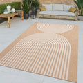 Outdoor Rug Captera with Minimalistic Line Pattern in Nature Beige