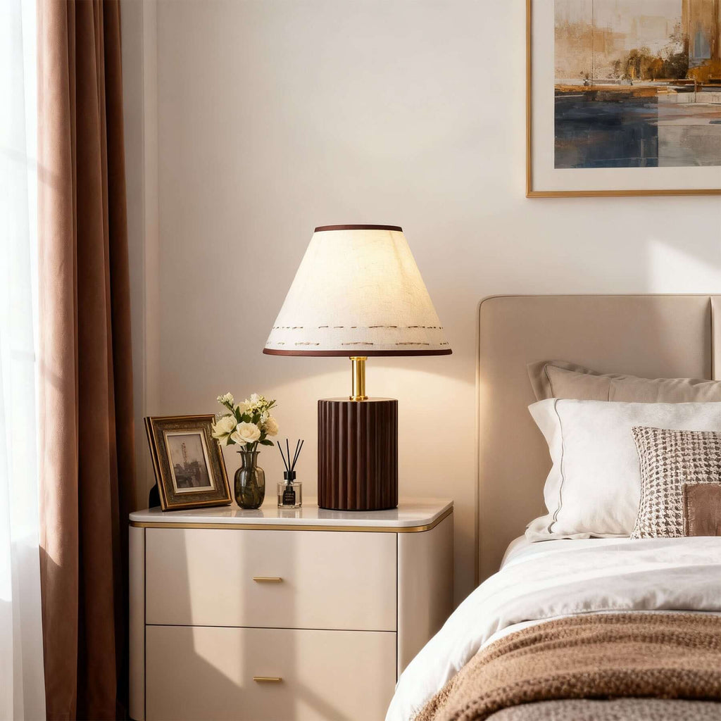Teyno Fabric Table Lamp | Mid-Century Wood & Fabric Design