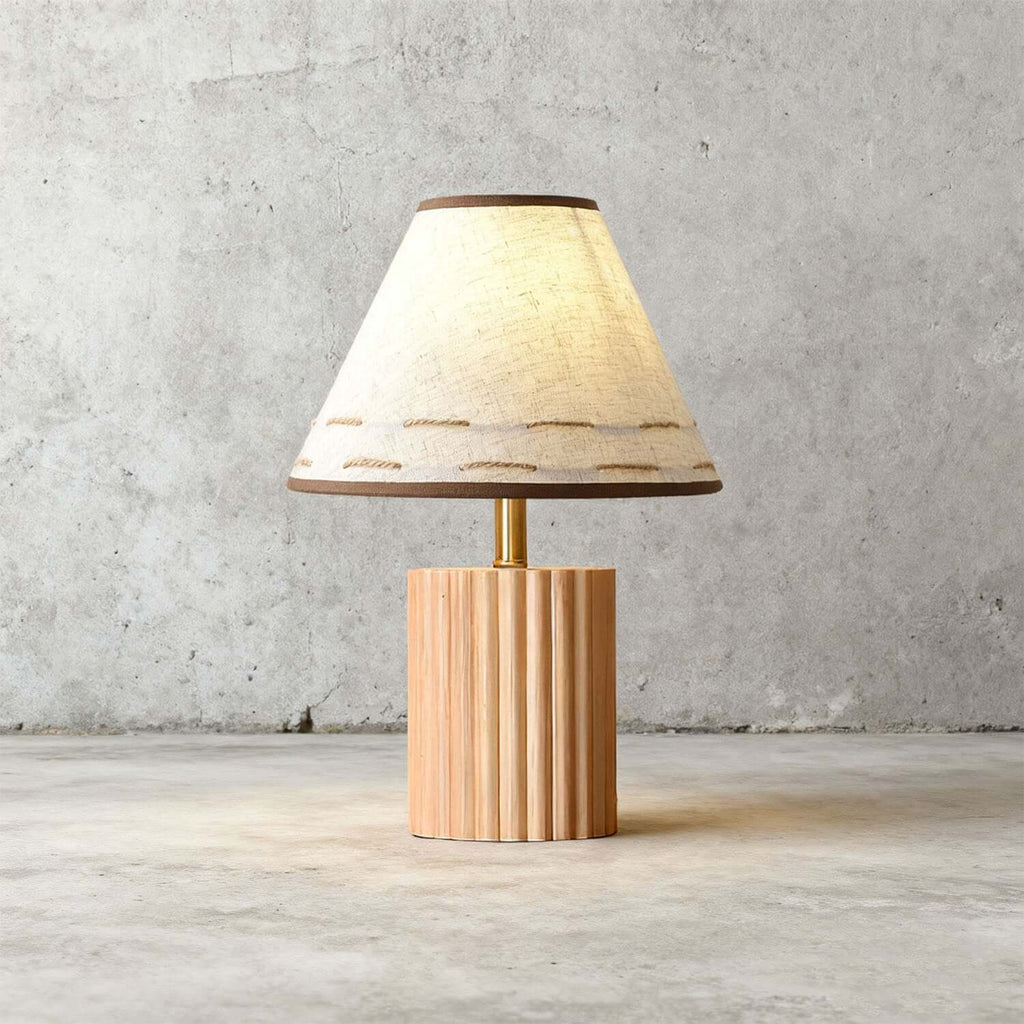 Teyno Fabric Table Lamp | Mid-Century Wood & Fabric Design