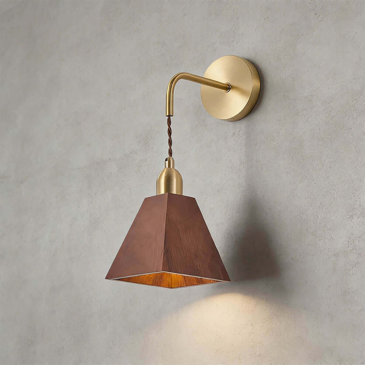 Tivaro Wood & Brass Wall Light | Japandi Bedside Corner Sconce