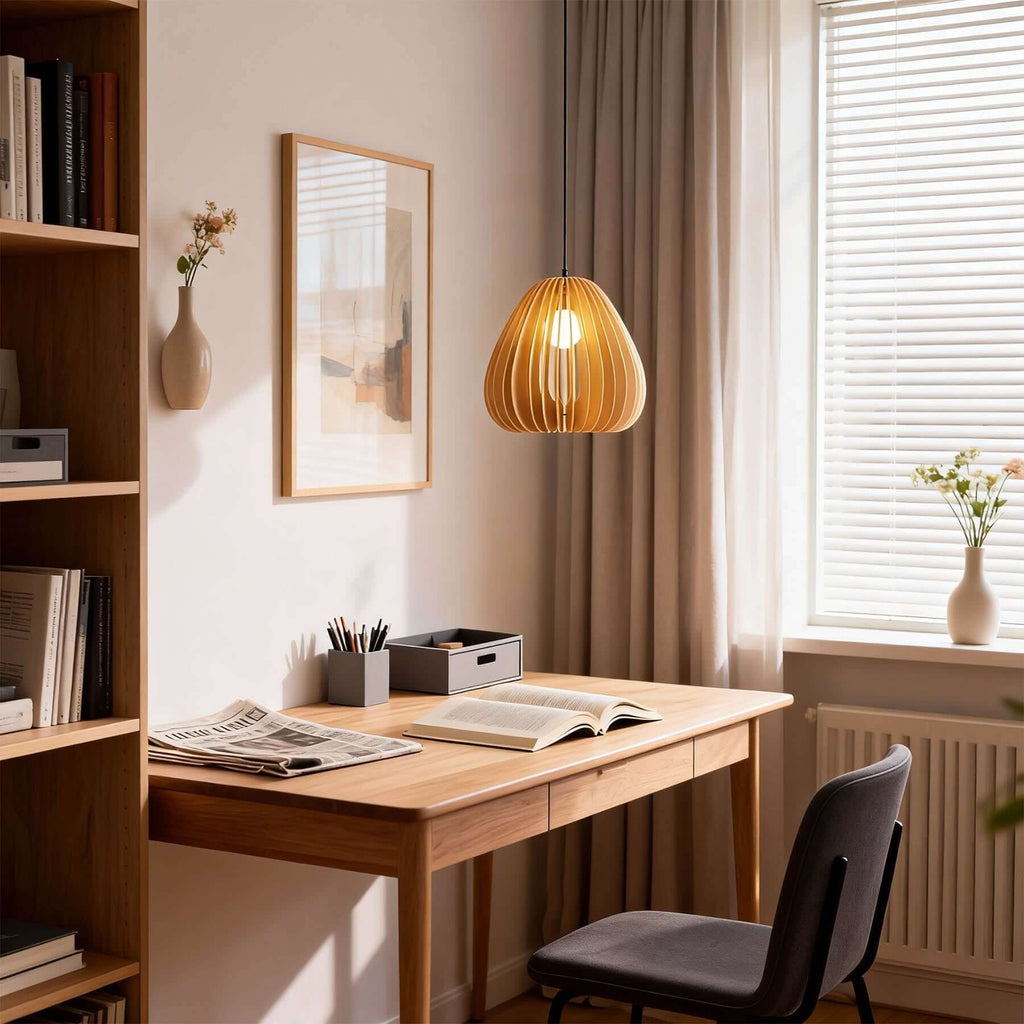 Toravi B Wood Pendant Lamp | Boho Natural Hanging Light