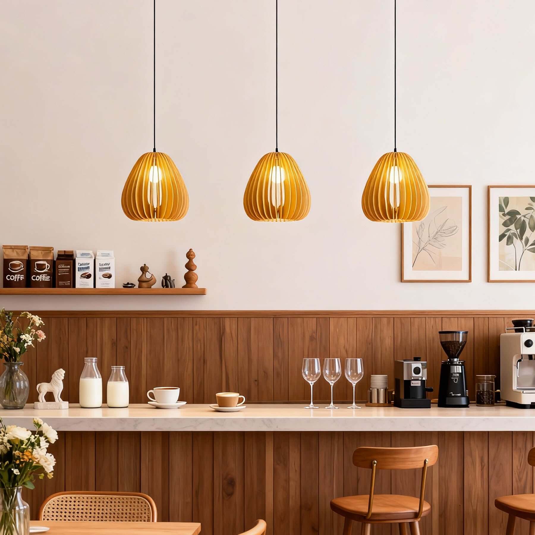 Toravi B Wood Pendant Lamp | Boho Natural Hanging Light