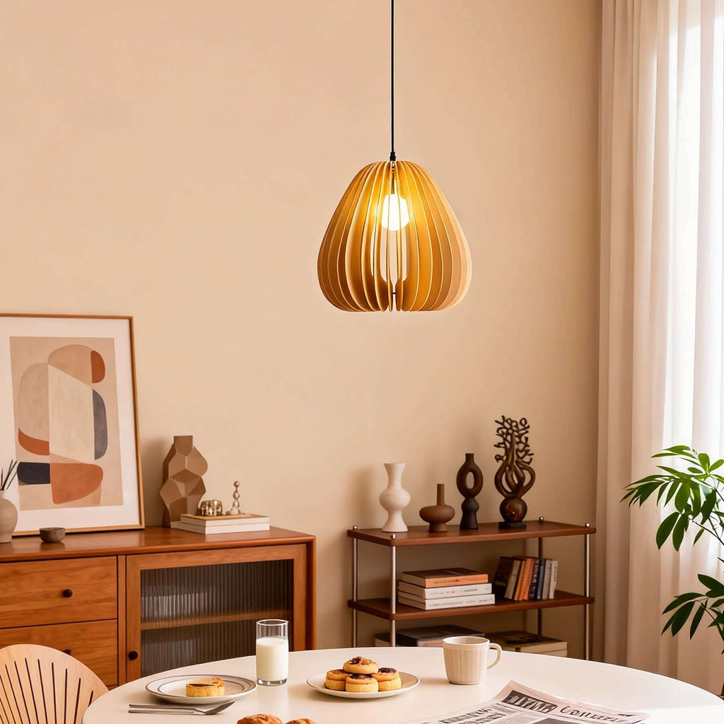Toravi B Wood Pendant Lamp | Boho Natural Hanging Light