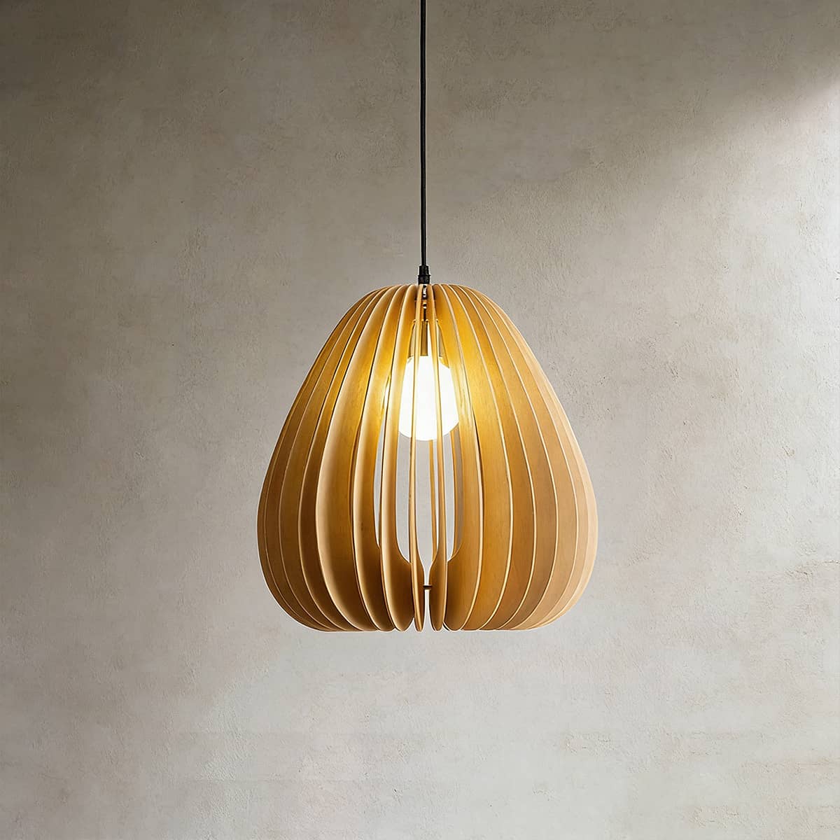 Toravi B Wood Pendant Lamp | Boho Natural Hanging Light