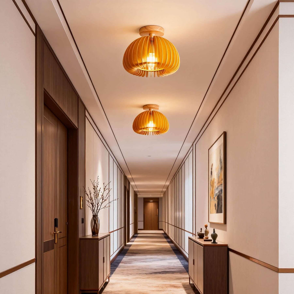 Toravi Wood Ceiling Light | Scandinavian Flush Mount 5-Size Design