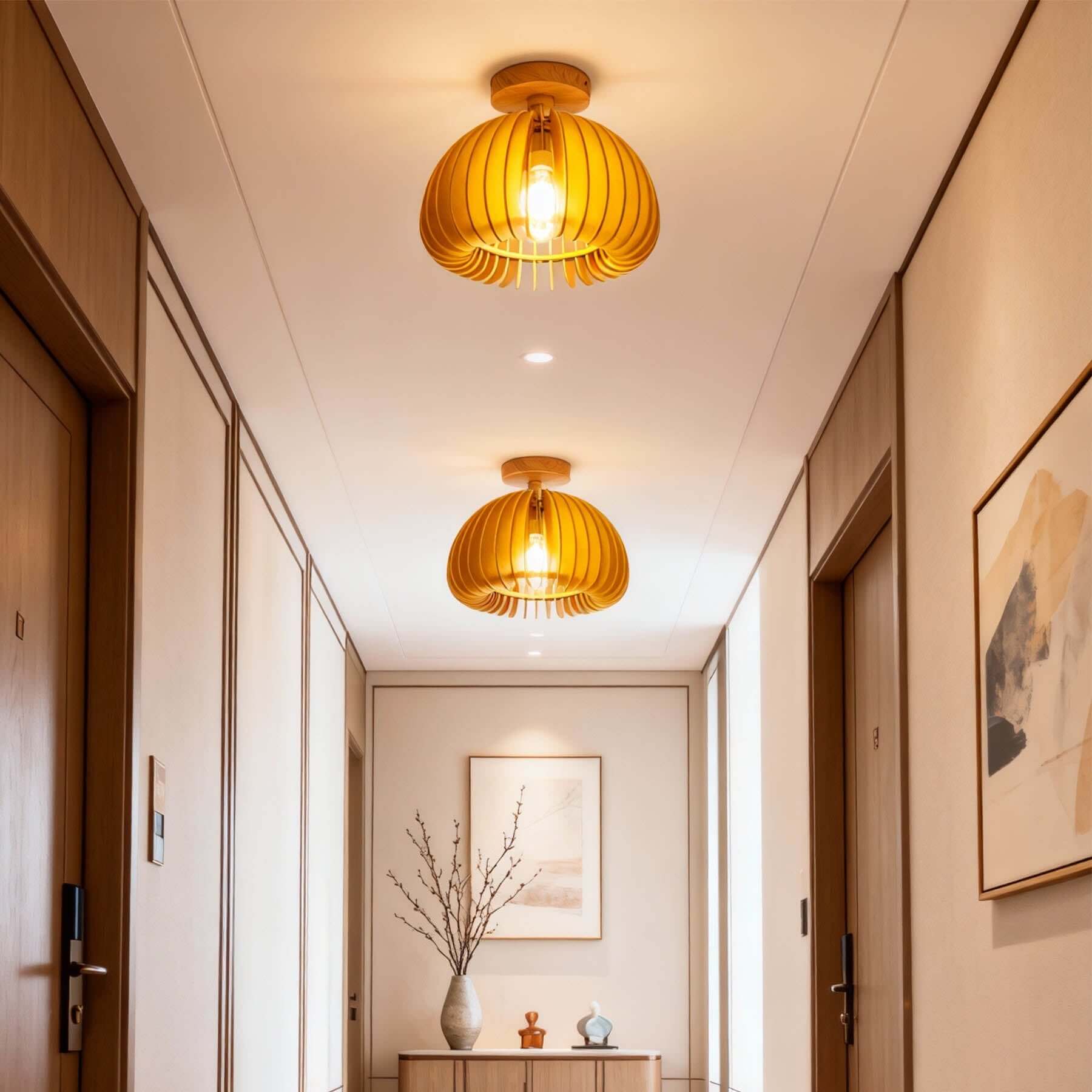 Toravi Wood Ceiling Light | Scandinavian Flush Mount 5-Size Design