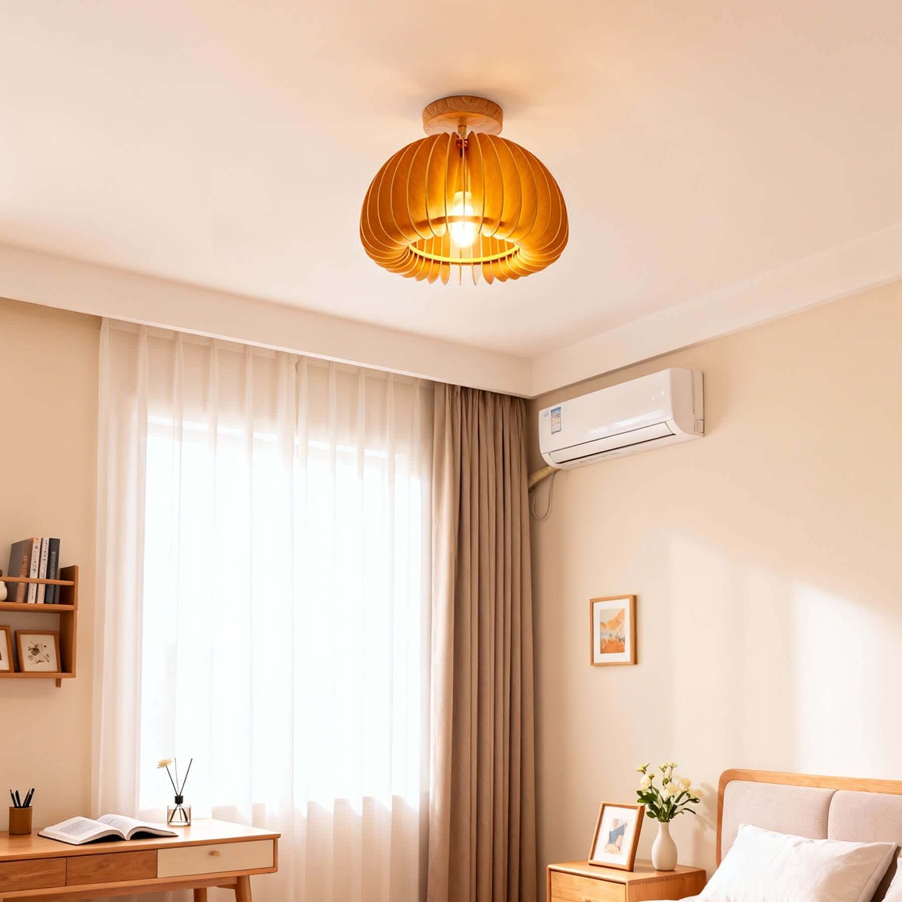Toravi Wood Ceiling Light | Scandinavian Flush Mount 5-Size Design