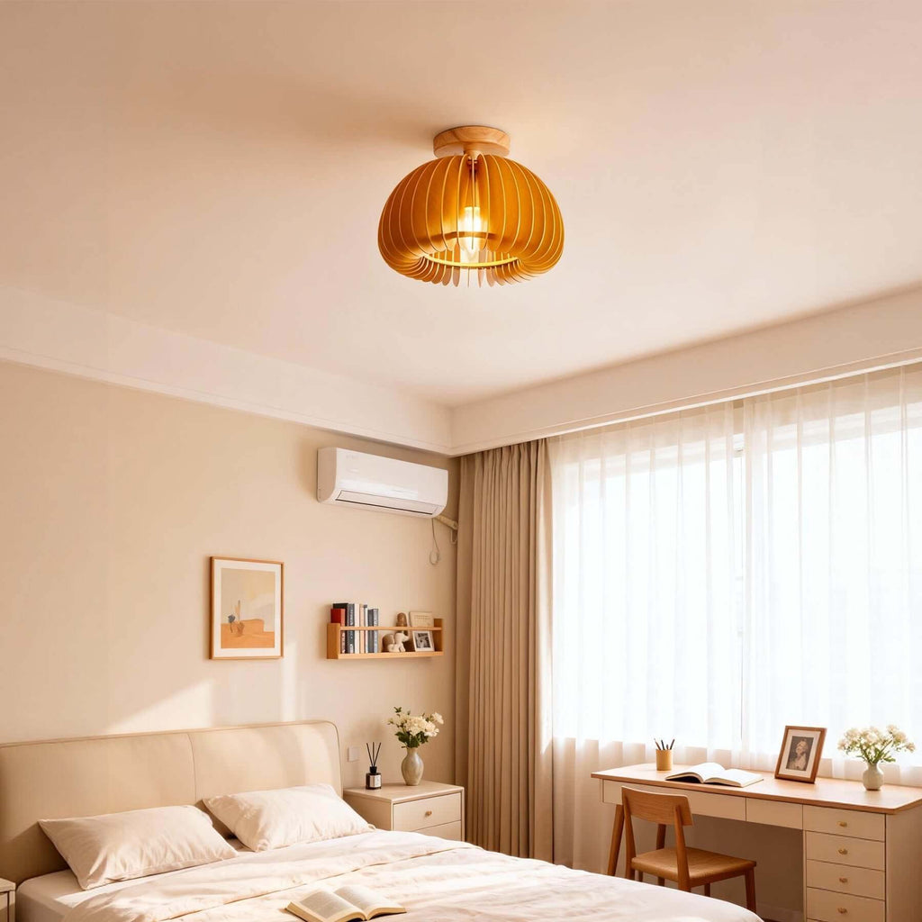 Toravi Wood Ceiling Light | Scandinavian Flush Mount 5-Size Design
