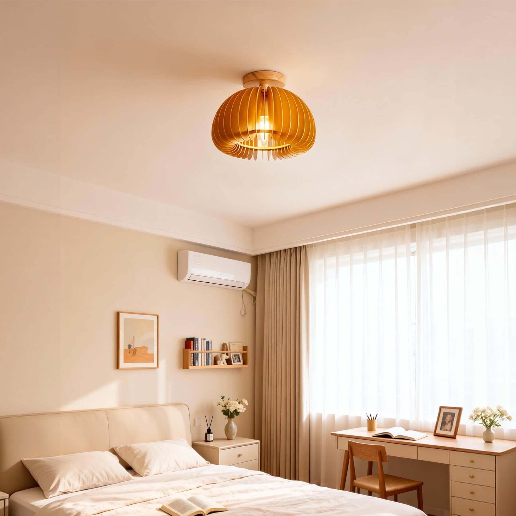 Toravi Wood Ceiling Light | Scandinavian Flush Mount 5-Size Design