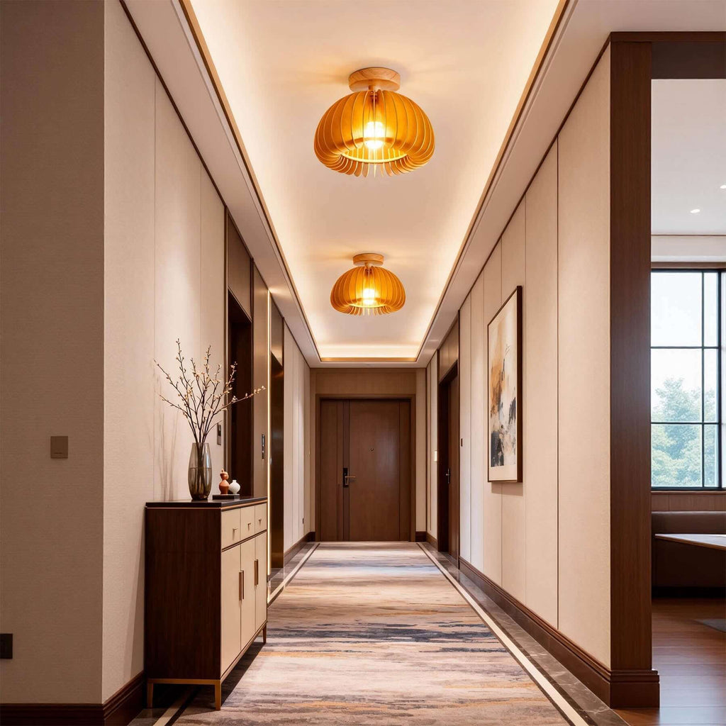 Toravi Wood Ceiling Light | Scandinavian Flush Mount 5-Size Design
