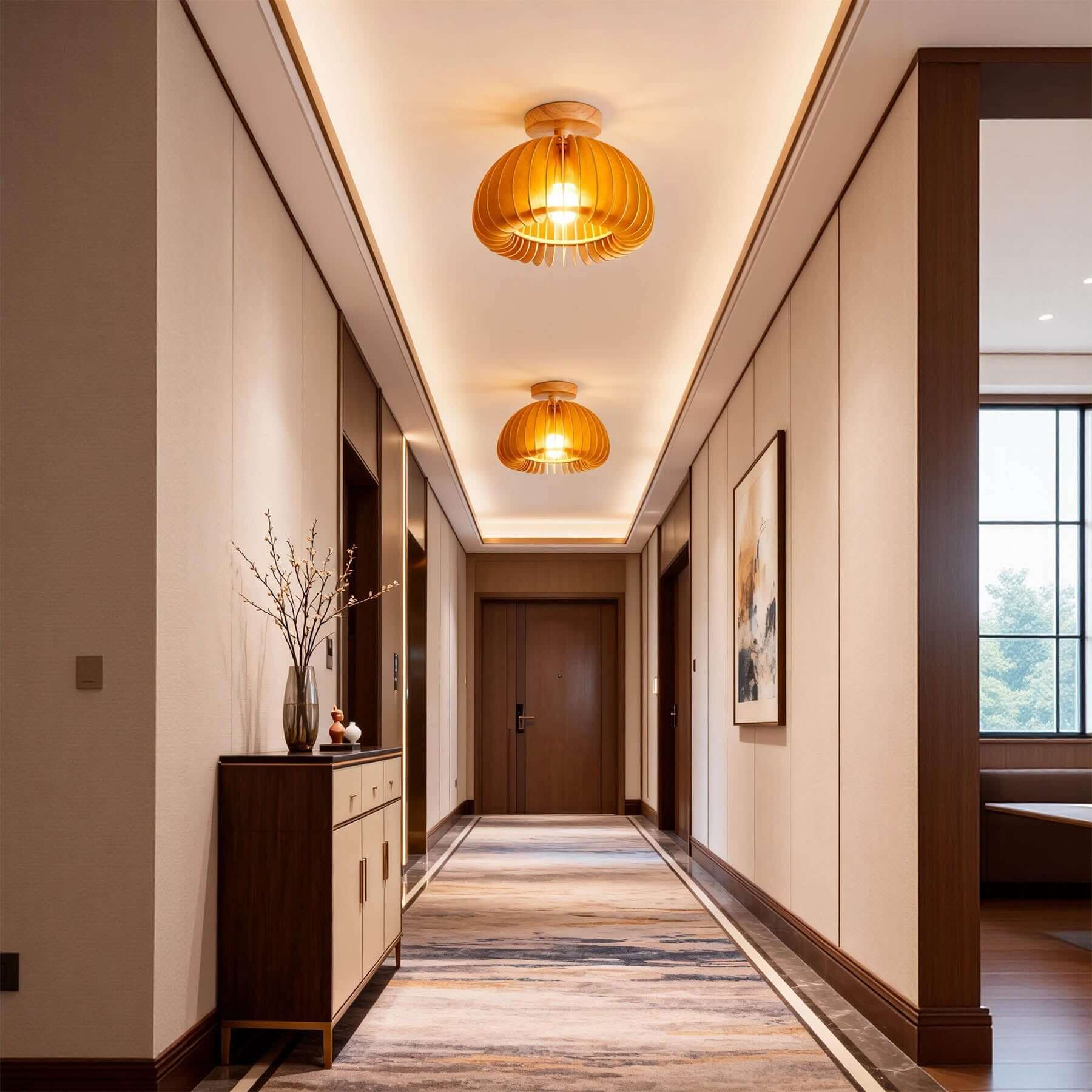 Toravi Wood Ceiling Light | Scandinavian Flush Mount 5-Size Design