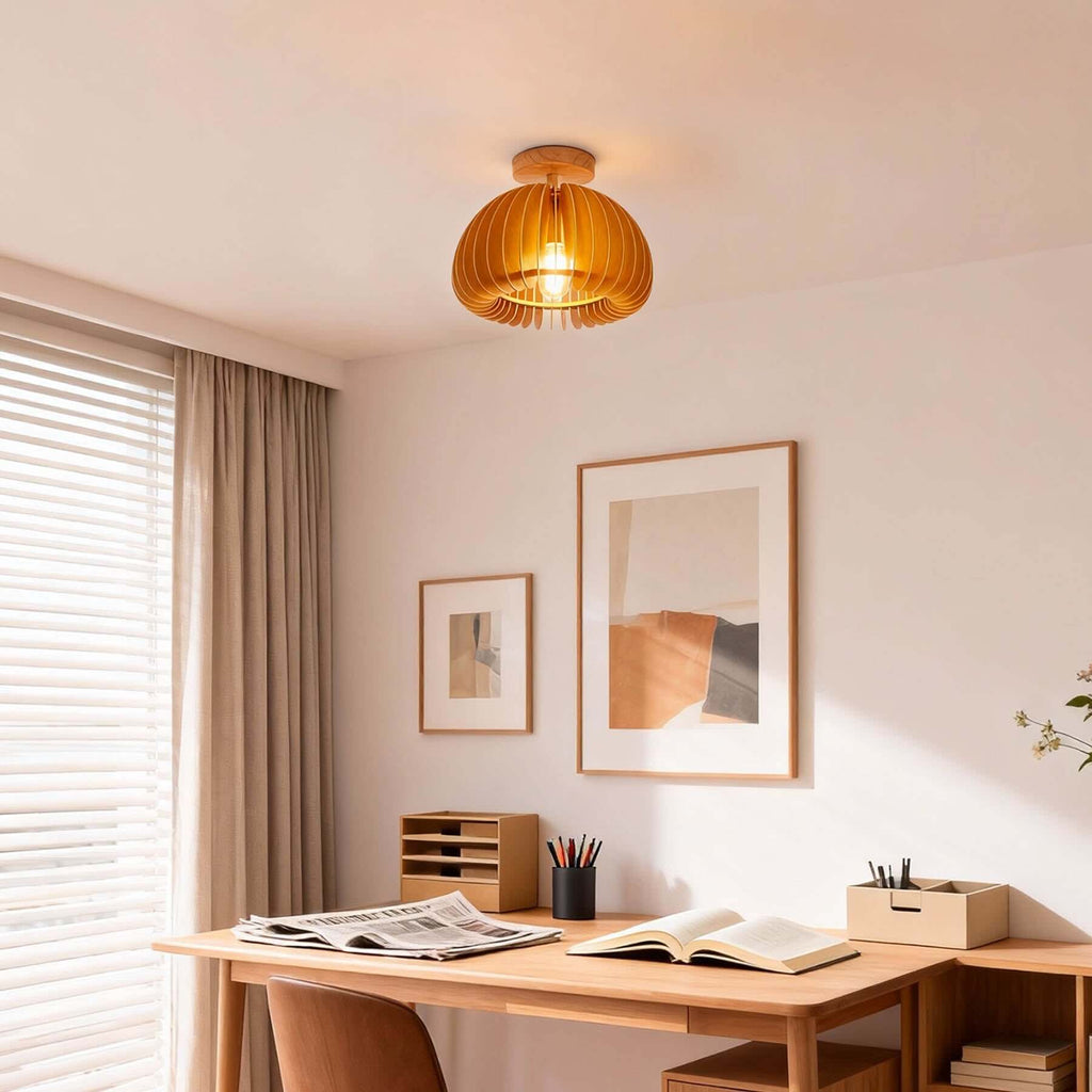 Toravi Wood Ceiling Light | Scandinavian Flush Mount 5-Size Design